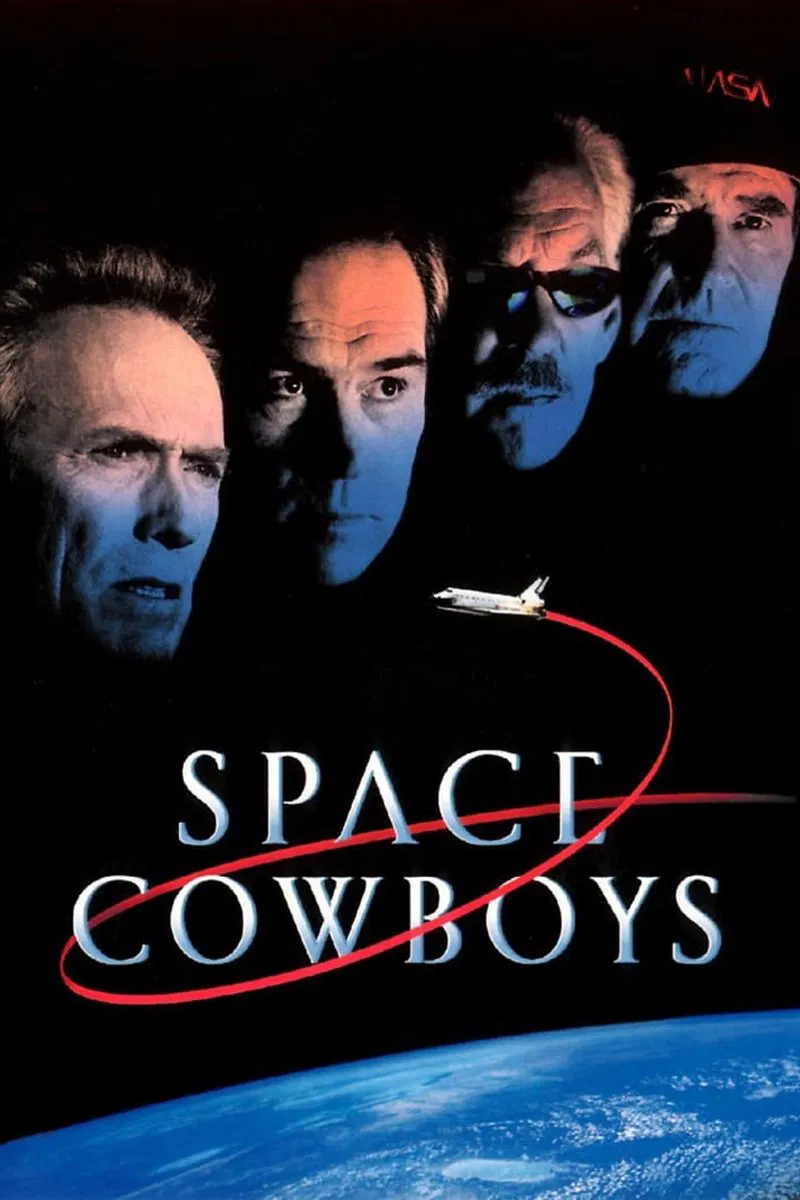 Poster chính thức của phim Phim Hành Động, Phim Phiêu Lưu "Cao Bồi Không Gian" (Space Cowboys - 2000), với sự tham gia của diễn viên Clint Eastwood và Tommy Lee Jones.