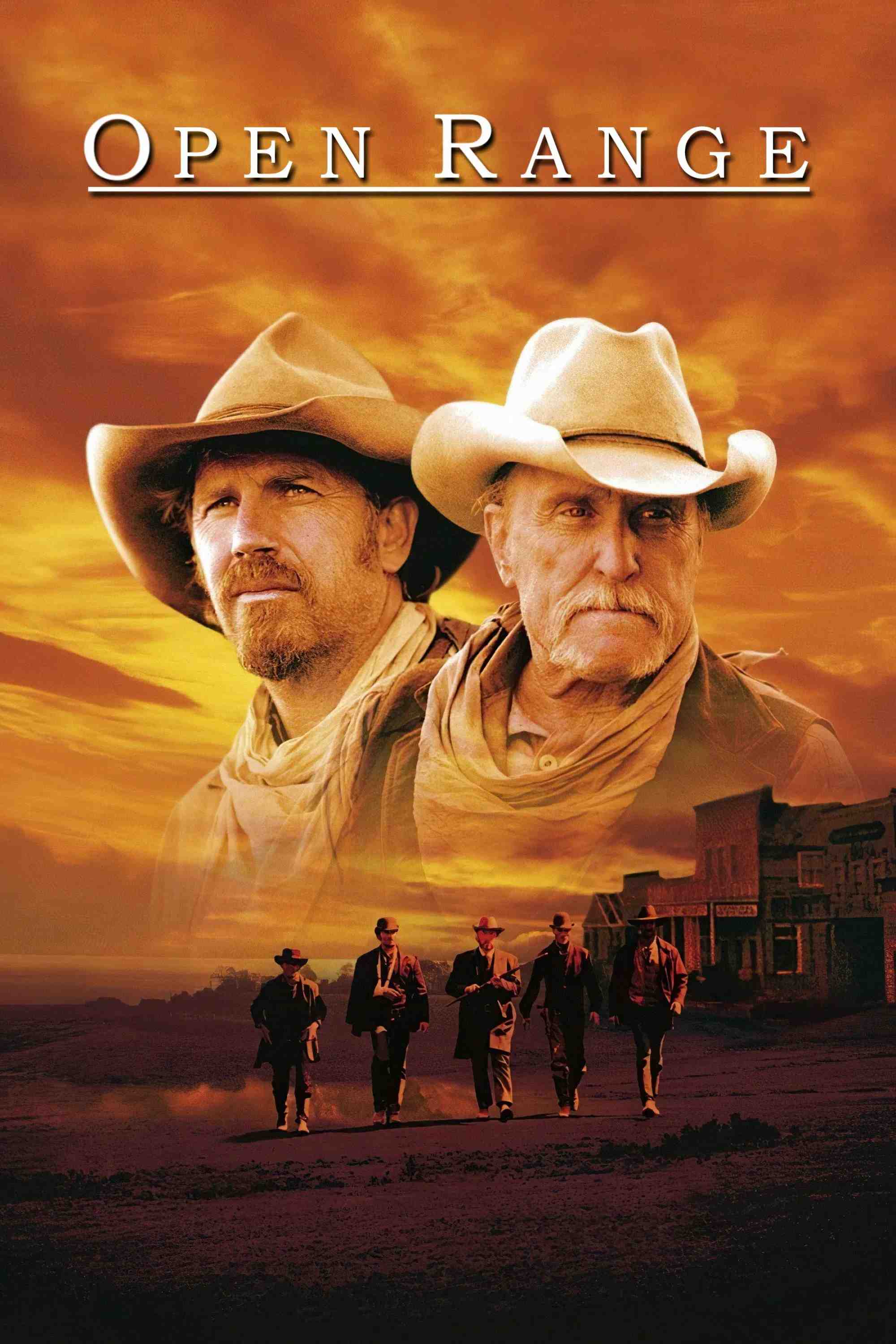 Poster chính thức của phim Phim Miền Tây, Phim Tâm Lý "Cao Bồi Miền Viễn Tây" (Open Range - 2003), với sự tham gia của diễn viên Kevin Costner và Robert Duvall.