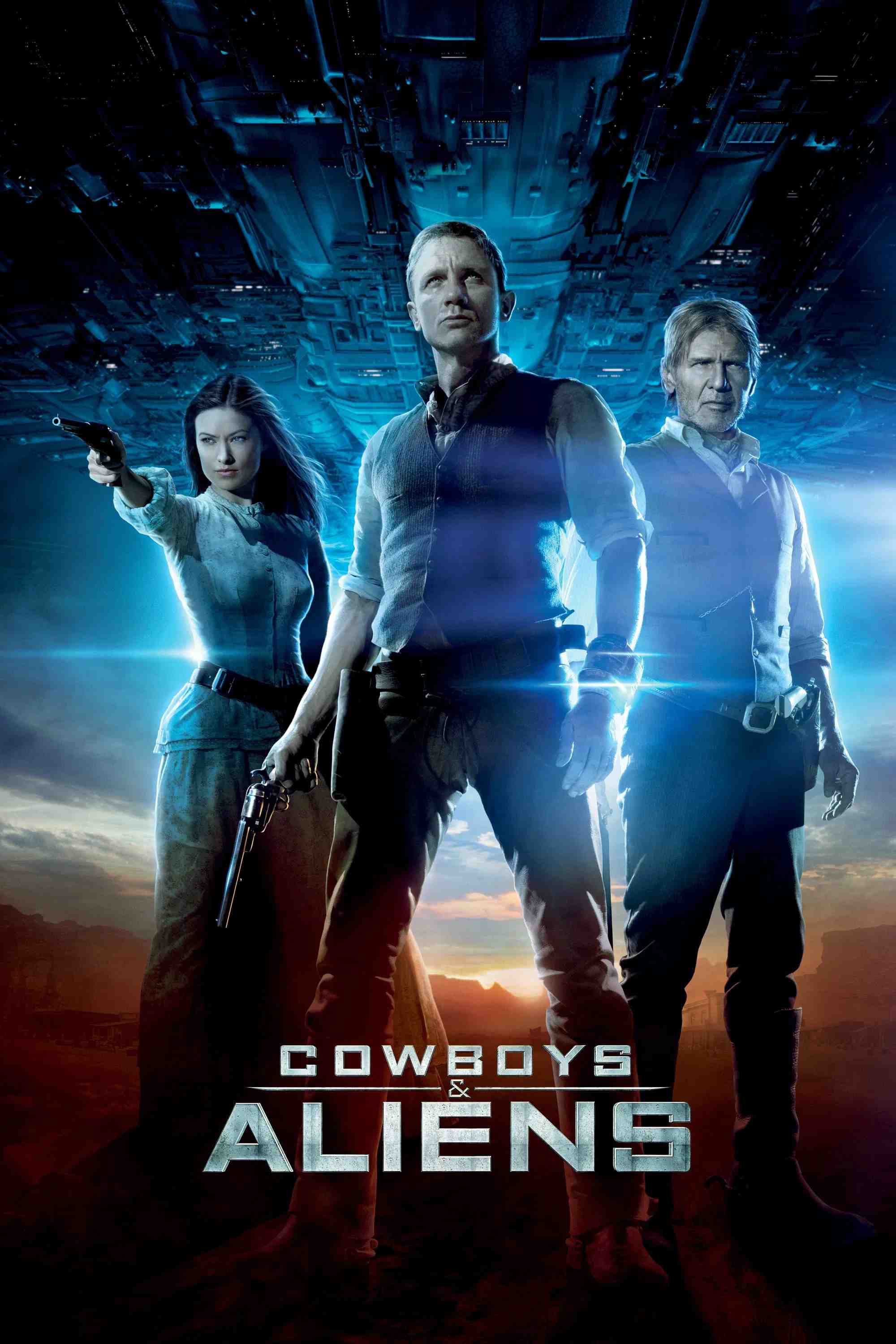 Poster chính thức của phim Phim Hành Động, Phim Viễn Tưởng "Cao Bồi Và Người Ngoài Hành Tinh" (Cowboys & Aliens - 2011), với sự tham gia của diễn viên Daniel Craig và Harrison Ford.
