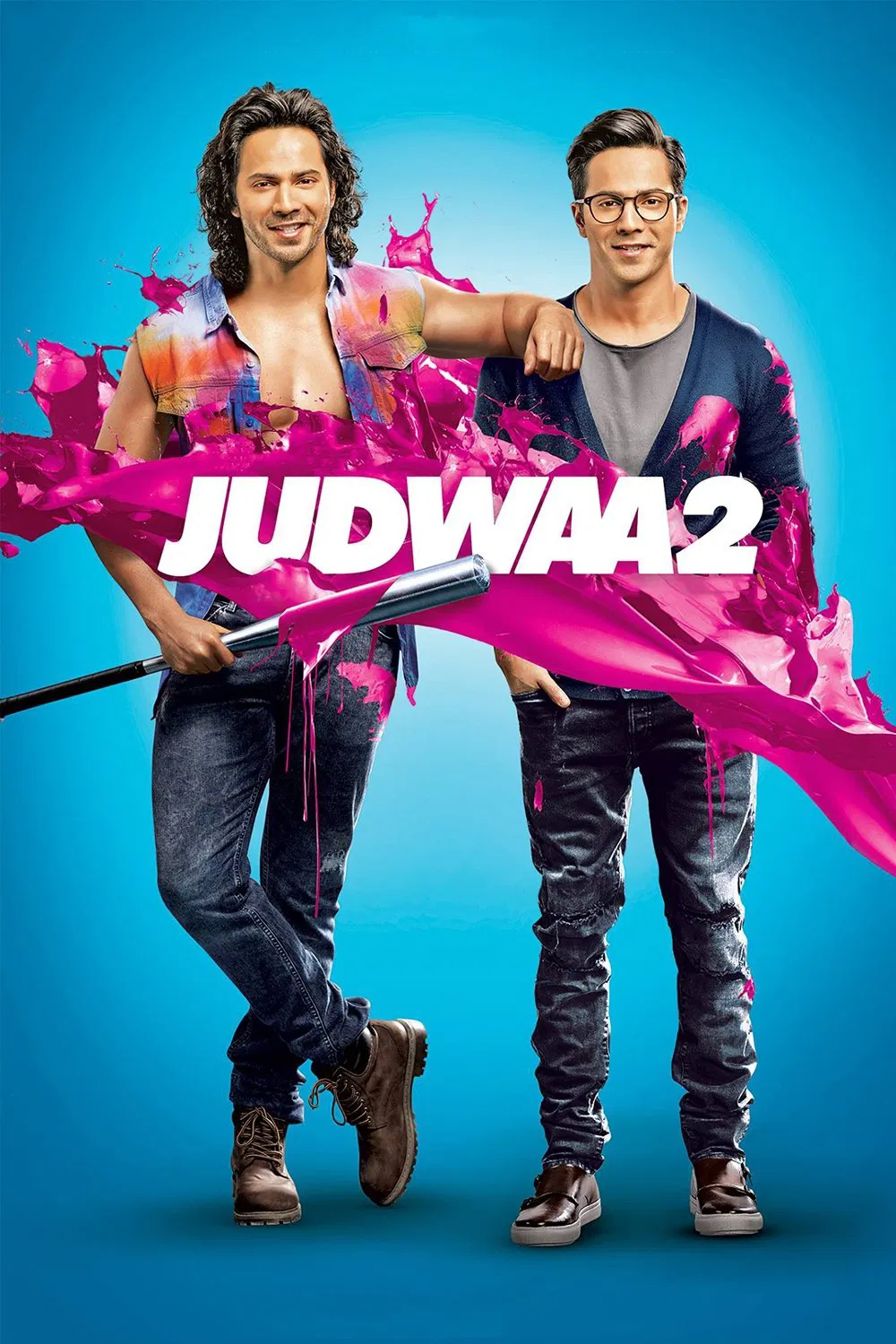 Poster chính thức của phim Phim Hành Động, Phim Hài "Cặp Song Sinh" (Judwaa 2 - 2017), với sự tham gia của diễn viên Varun Dhawan và Jacqueline Fernandez.