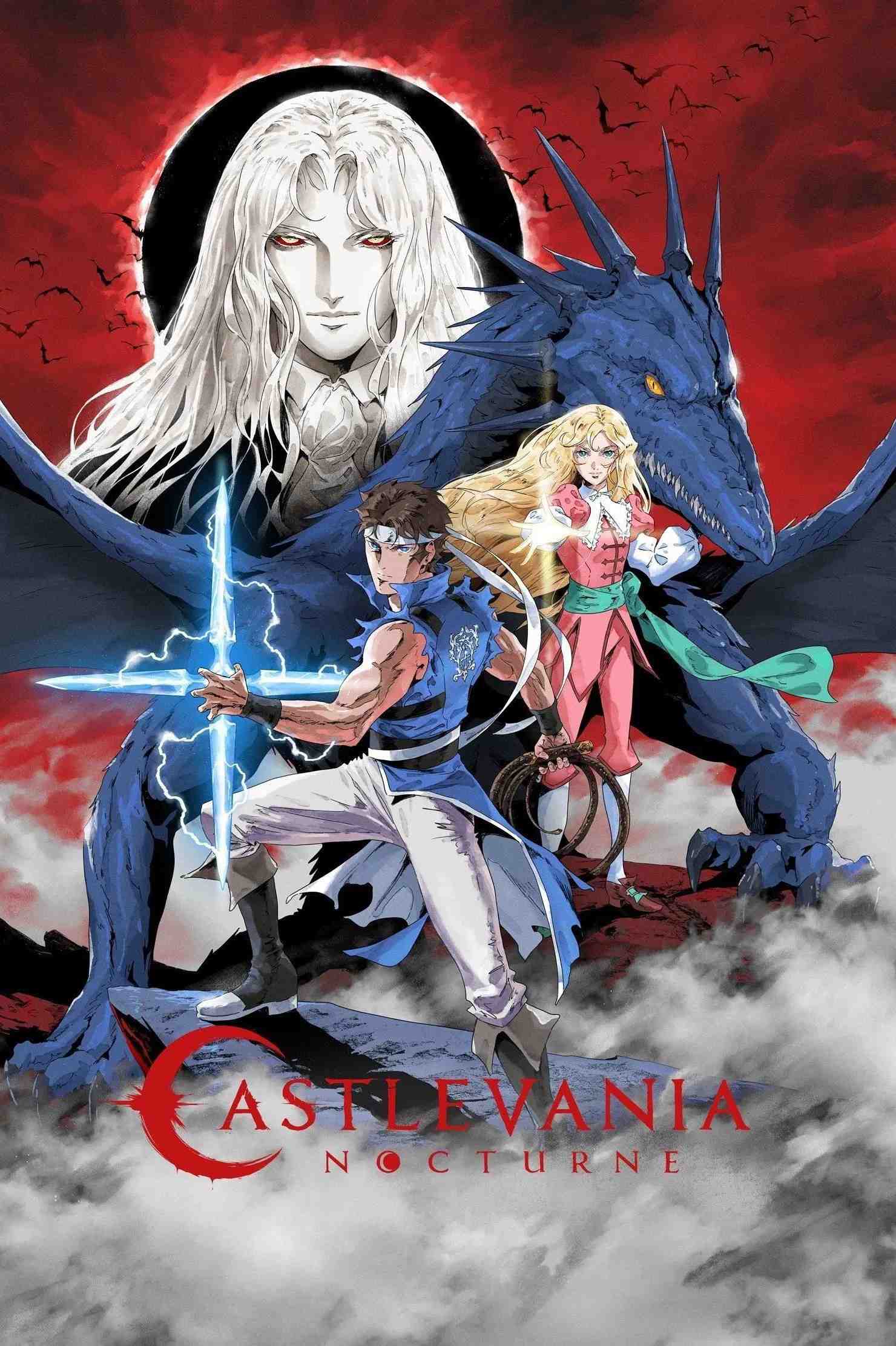 Poster chính thức của phim Phim Hoạt Hình, Phim Viễn Tưởng & Giả Tưởng "Castlevania: Dạ khúc" (Castlevania: Nocturne - 2023), với sự tham gia của diễn viên Edward Bluemel và Thuso Mbedu.