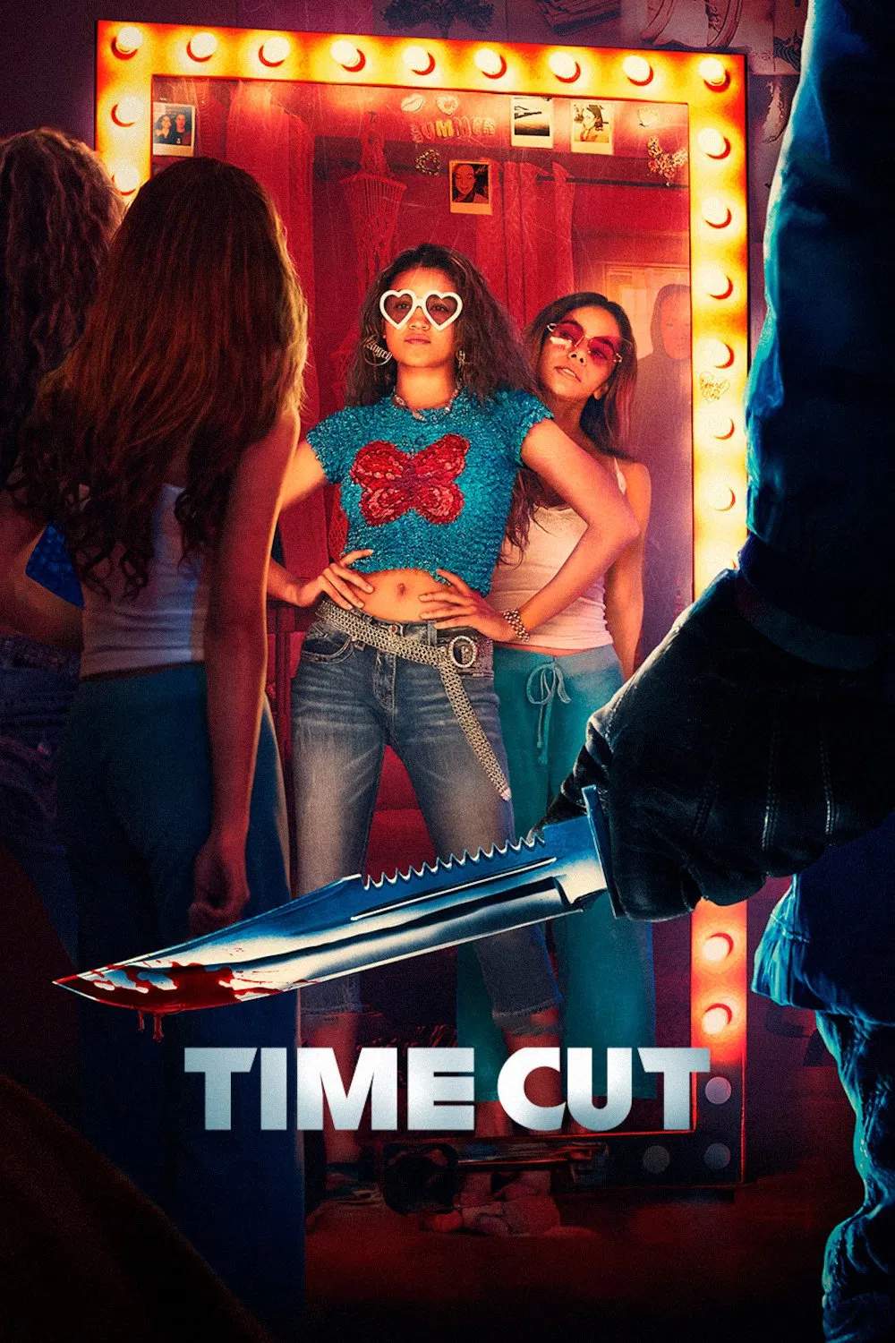 Poster chính thức của phim Phim Kinh Dị, Phim Viễn Tưởng "Cắt Qua Thời Gian" (Time Cut - 2024), với sự tham gia của diễn viên Madison Bailey và Antonia Gentry.