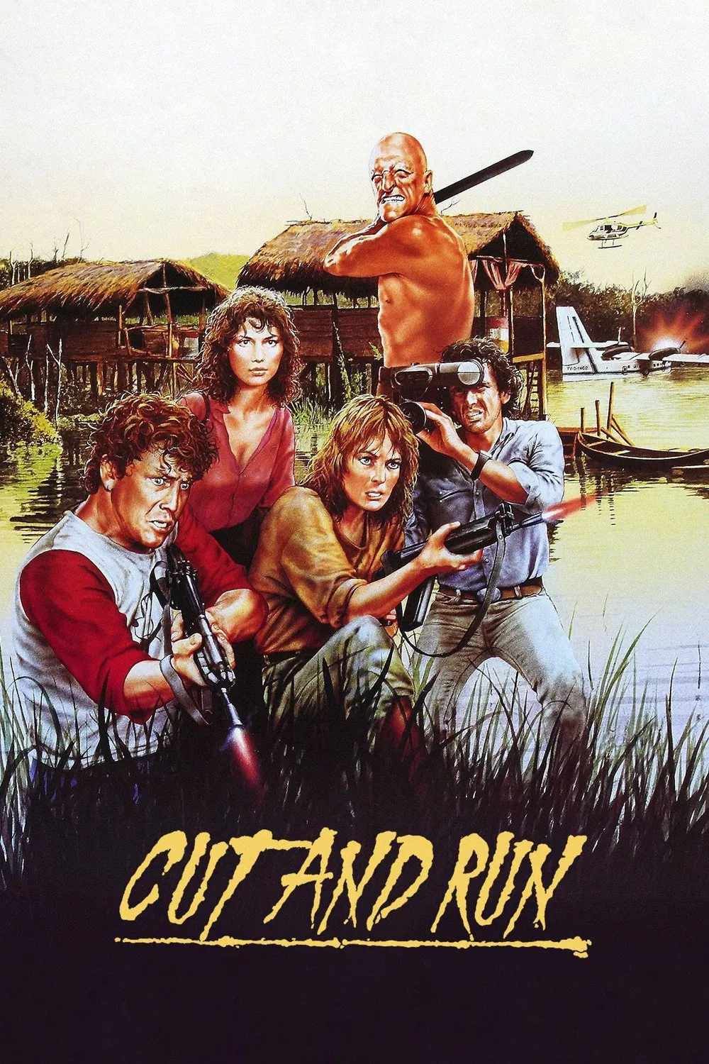 Poster chính thức của phim Phim Phiêu Lưu, Phim Kinh Dị "Cắt Và Chạy" (Cut and Run - 1985), với sự tham gia của diễn viên Lisa Blount và Leonard Mann.