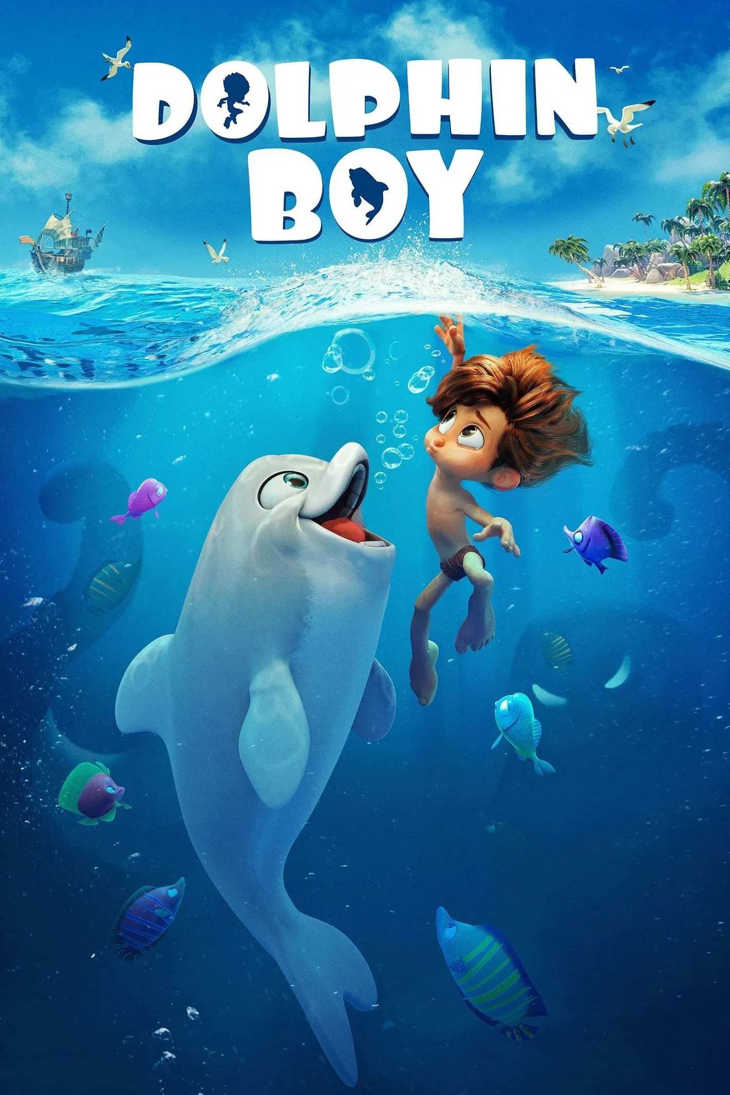 Poster chính thức của phim Phim Hoạt Hình, Phim Phiêu Lưu "Cậu Bé Cá Heo" (Dolphin Boy - 2022), với sự tham gia của diễn viên Yuliya Rudina và Boris Khasanov.
