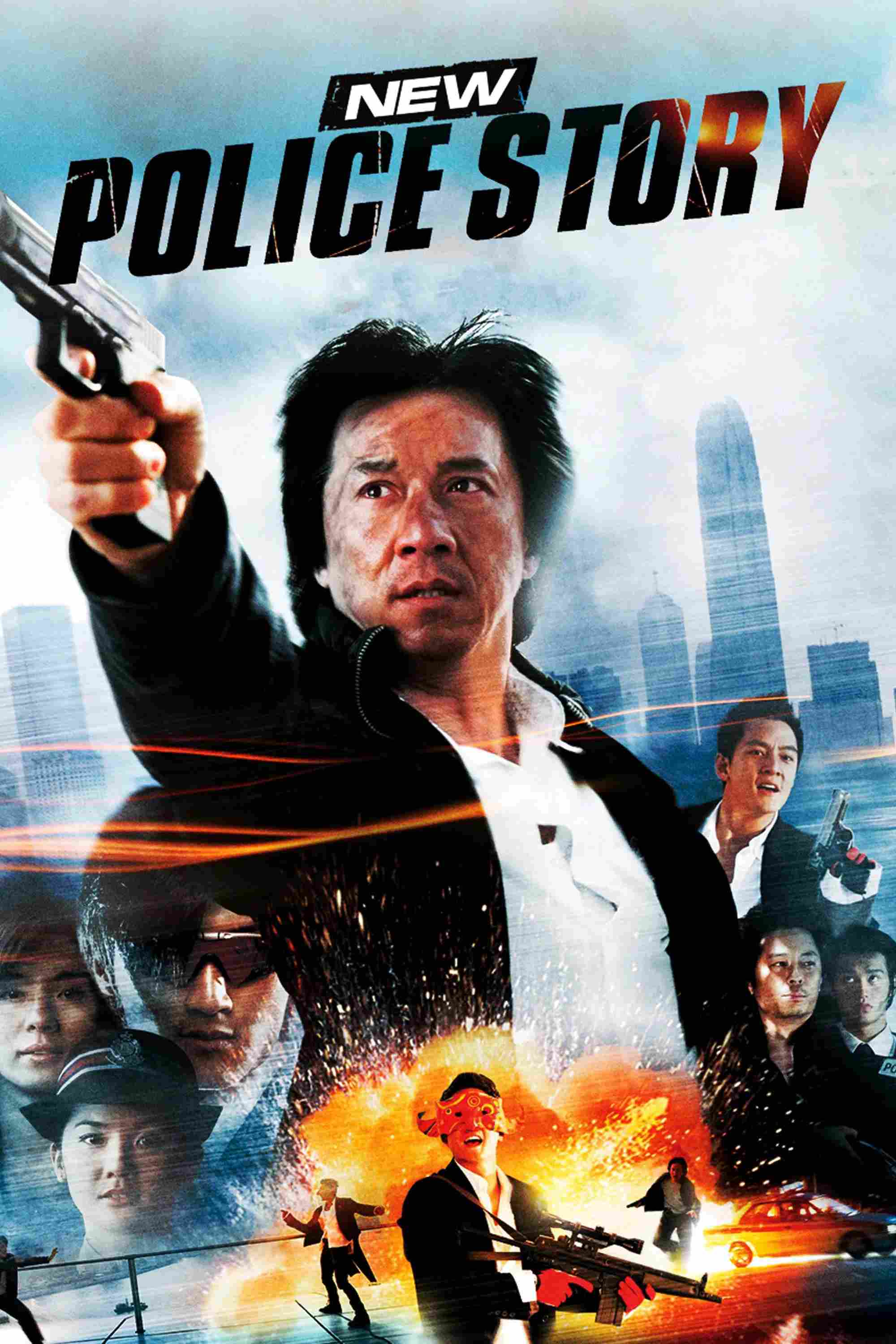 Poster chính thức của phim Phim Hành Động, Phim Giật Gân "Câu Chuyện Cảnh Sát 5" (New Police Story - 2004), với sự tham gia của diễn viên Thành Long và Tạ Đình Phong.