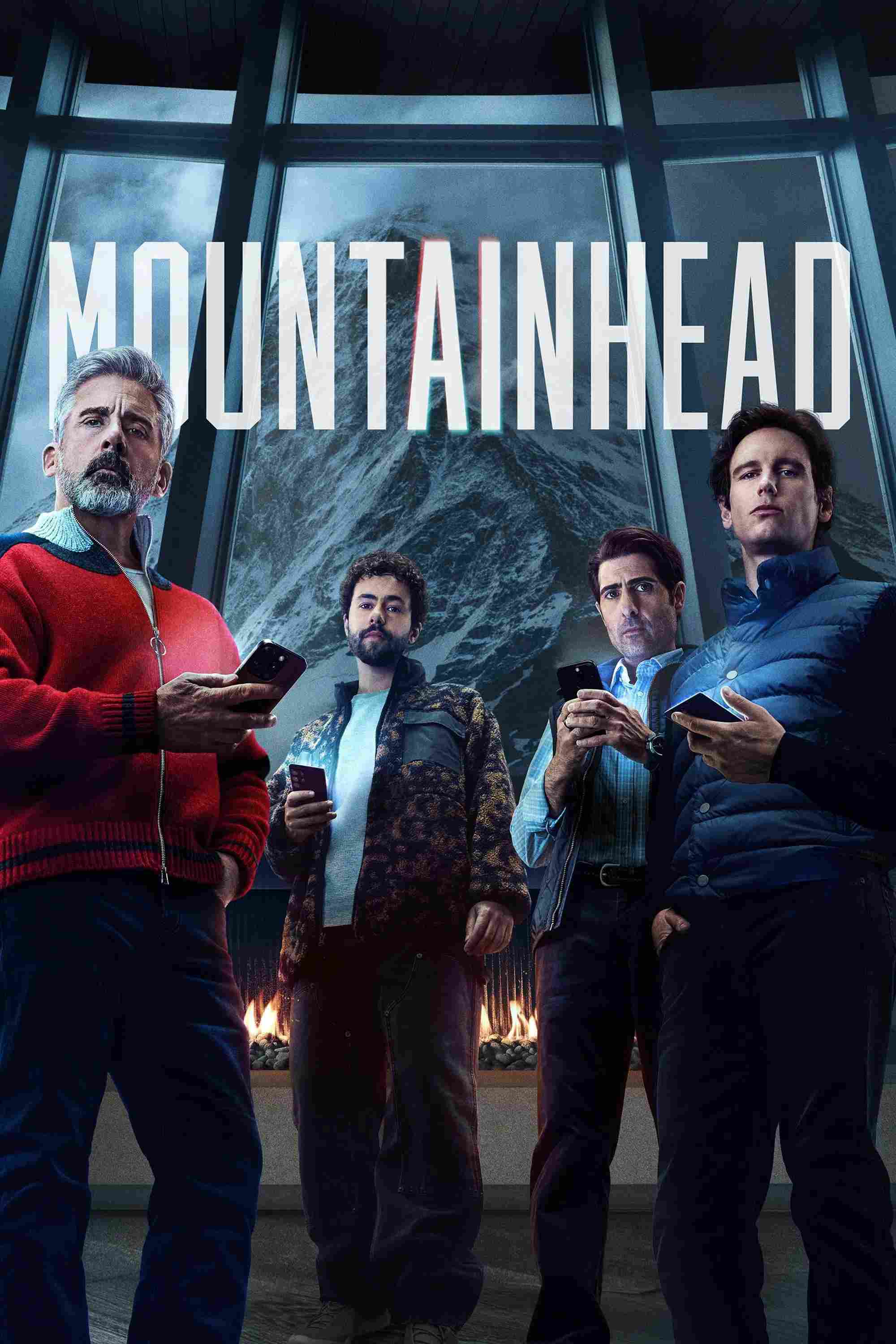 Poster chính thức của phim Phim Hài, Phim Tâm Lý "Câu Chuyện Trên Đỉnh Núi" (Mountainhead - 2025), với sự tham gia của diễn viên Steve Carell và Jason Schwartzman.