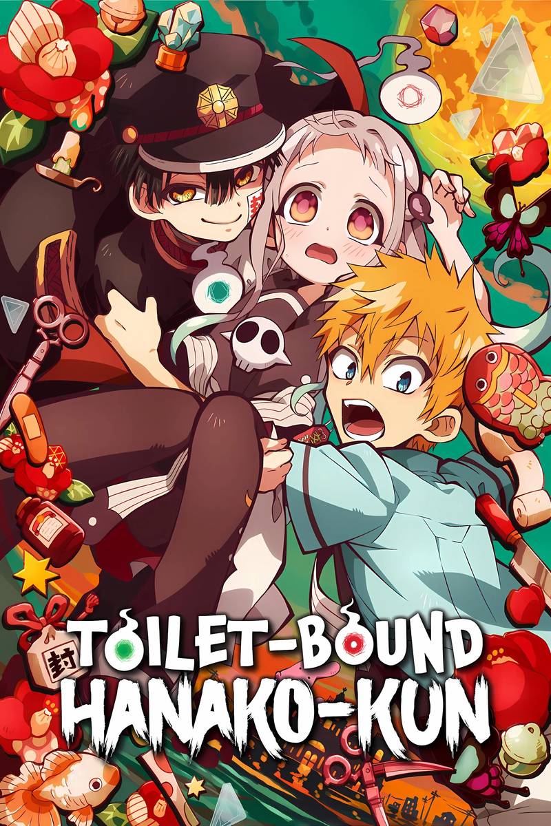 Poster chính thức của phim Phim Hoạt Hình, Phim Hài "Cậu Ma Nhà Xí Hanako (Phần 1)" (Toilet-Bound Hanako-kun - 2020), với sự tham gia của diễn viên Megumi Ogata và Akari Kito.