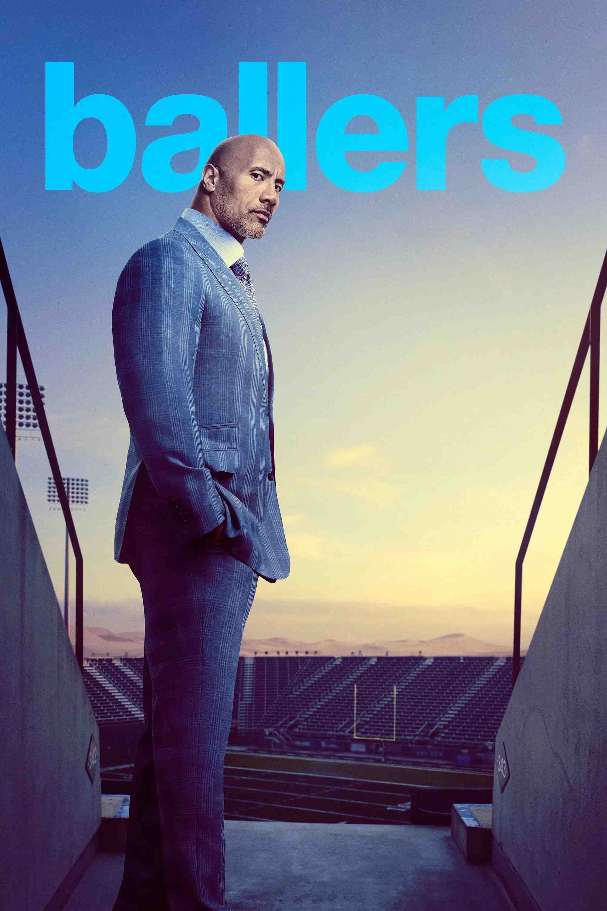 Poster chính thức của phim Phim Tâm Lý, Phim Hài "Cầu Thủ Bóng Bầu Dục (Phần 3)" (Ballers - 2015), với sự tham gia của diễn viên Dwayne Johnson và Rob Corddry.