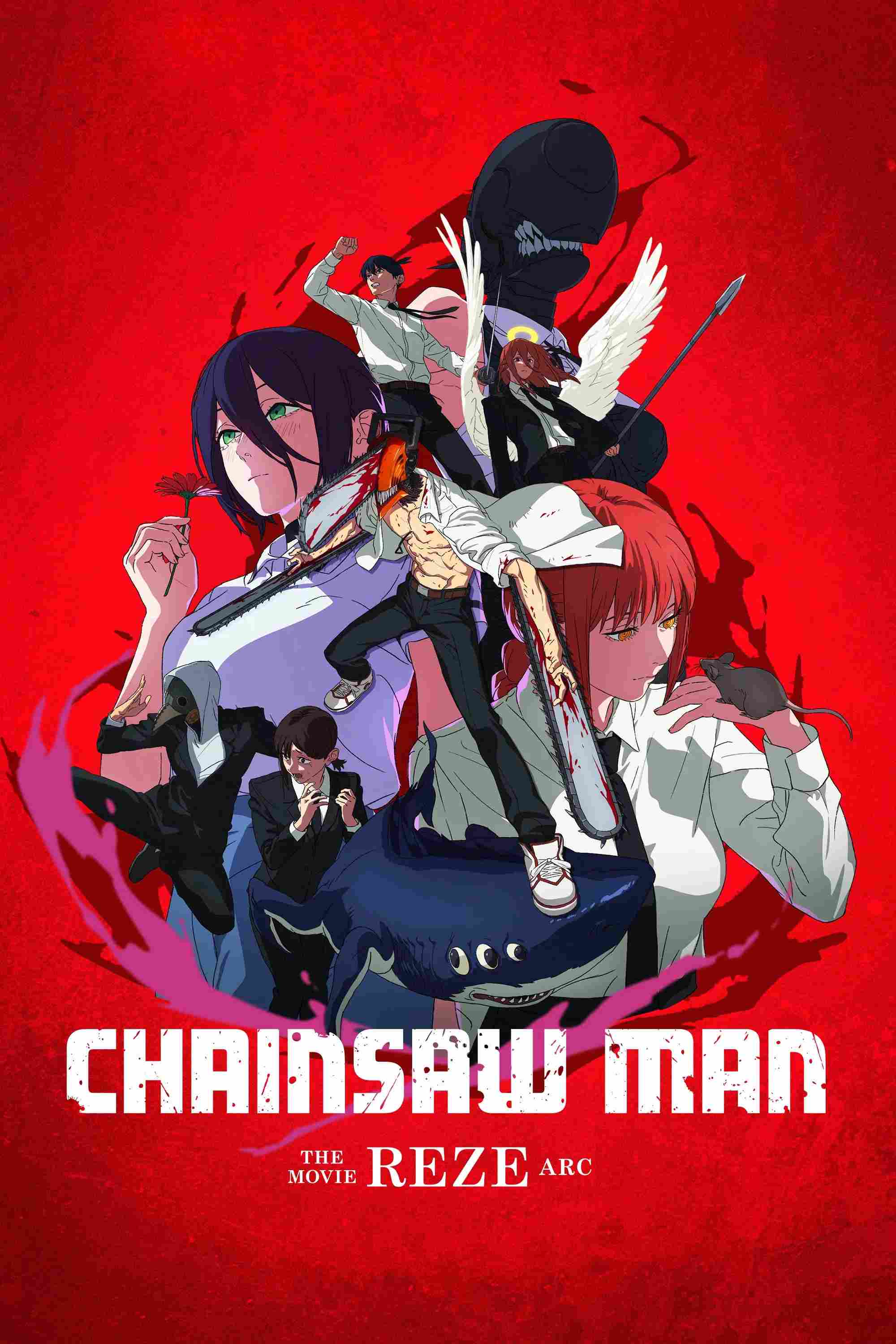 Poster chính thức của phim Phim Hoạt Hình, Phim Hành Động "Chainsaw Man - The Movie: Chương Reze" (Chainsaw Man - The Movie: Reze Arc - 2025), với sự tham gia của diễn viên Kikunosuke Toya và Reina Ueda.