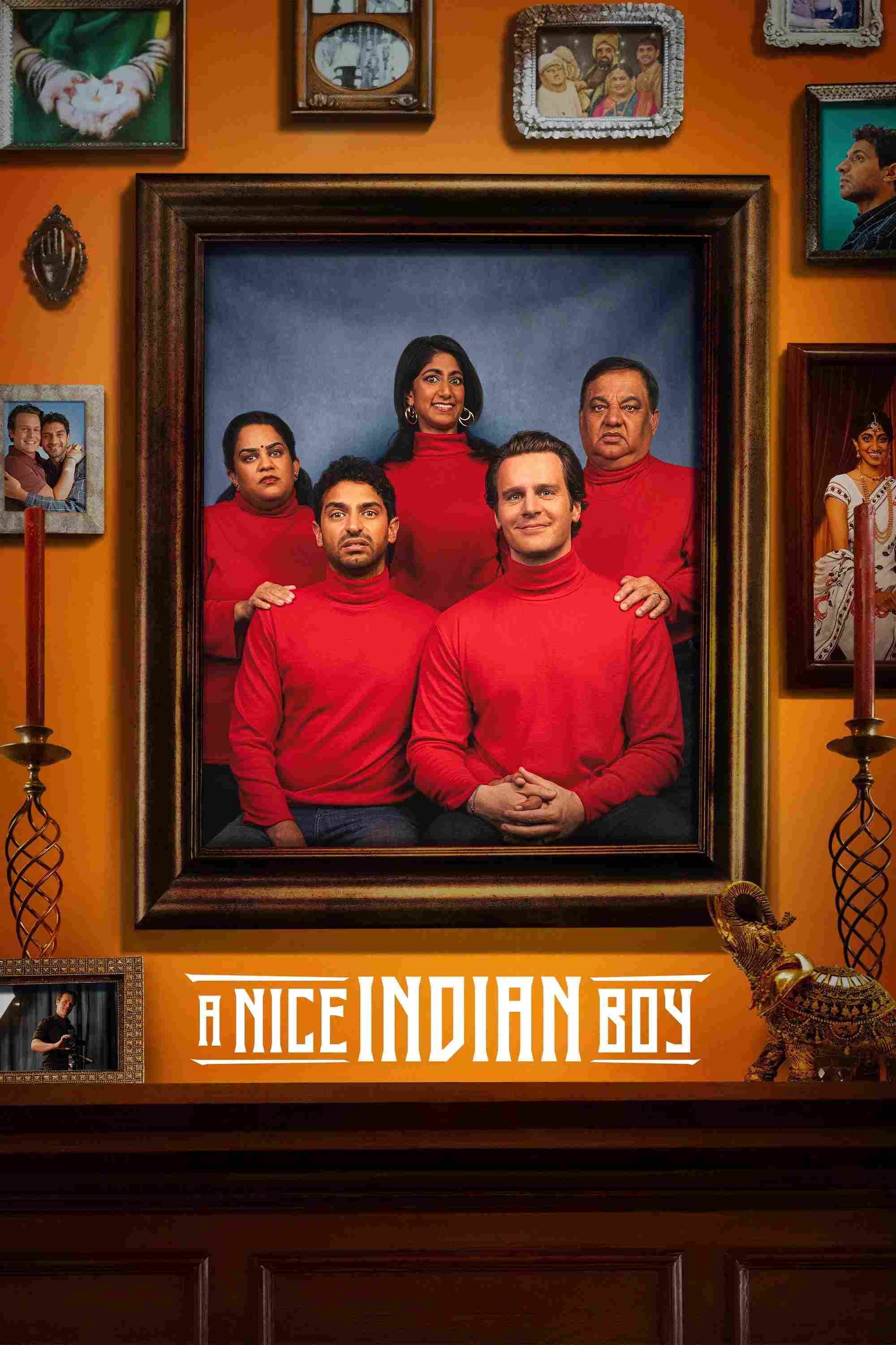 Poster chính thức của phim Phim Tình Cảm, Phim Hài "Chàng Ấn Ưu Tú" (A Nice Indian Boy - 2025), với sự tham gia của diễn viên Karan Soni và Jonathan Groff.