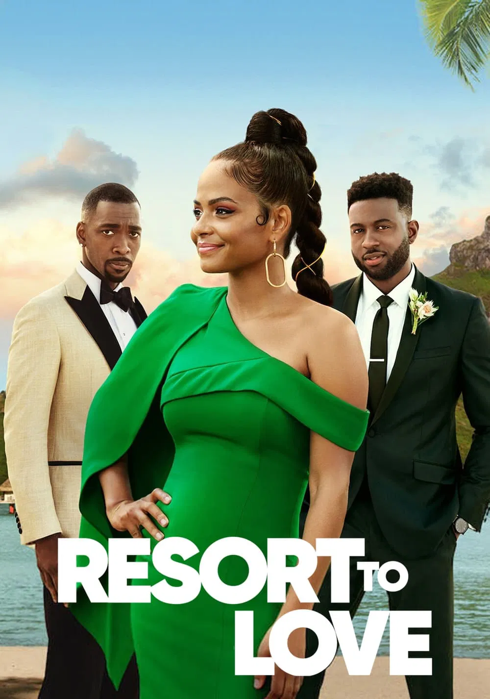 Poster chính thức của phim Phim Tình Cảm, Phim Hài "Chặng Nghỉ Tình Yêu" (Resort to Love - 2021), với sự tham gia của diễn viên Christina Milian và Jay Pharoah.