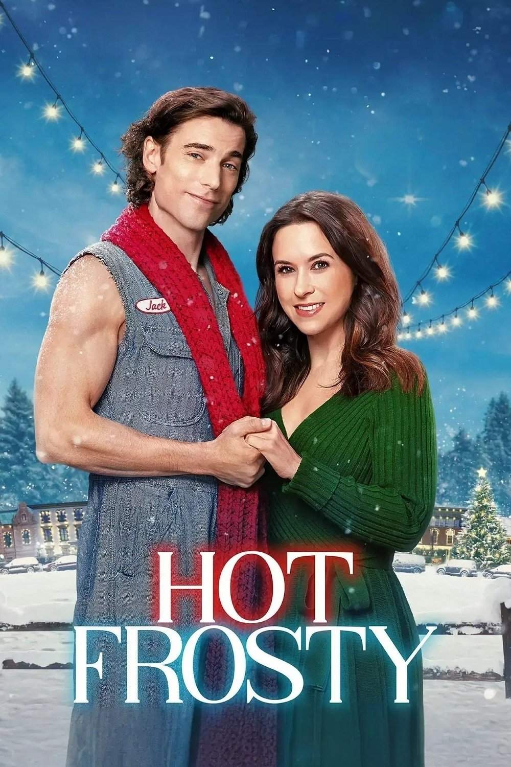 Poster chính thức của phim Phim Tình Cảm, Phim Hài "Chàng Người Tuyết Của Em" (Hot Frosty - 2024), với sự tham gia của diễn viên Lacey Chabert và Dustin Milligan.
