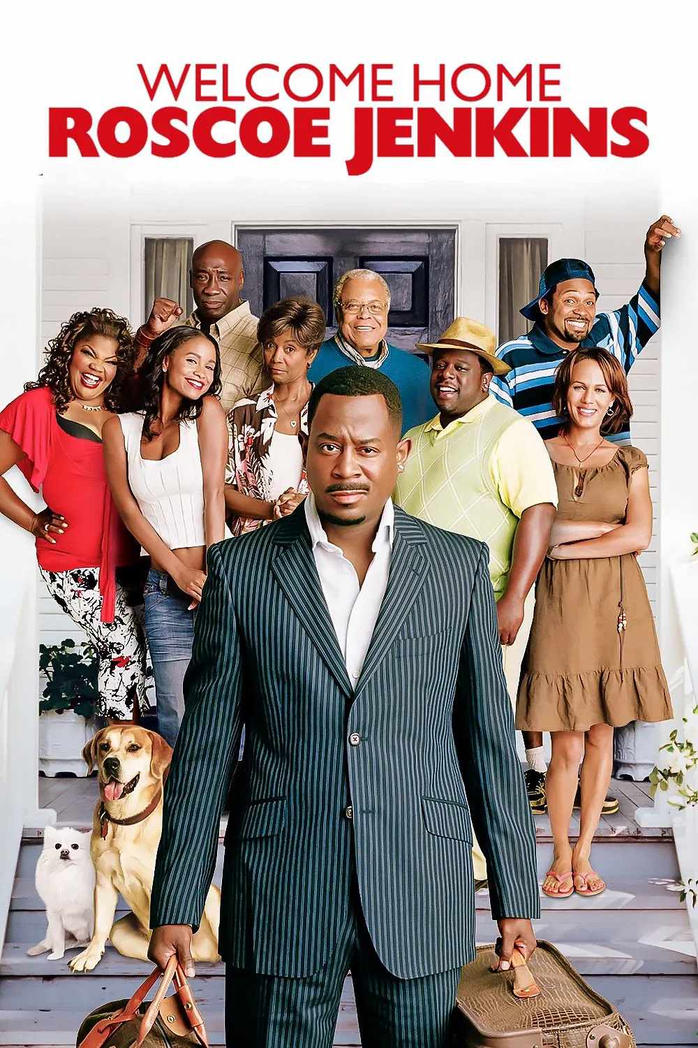 Poster chính thức của phim Phim Hài, Phim Tâm Lý "Chào Mừng Về Nhà, Roscoe Jenkins" (Welcome Home Roscoe Jenkins - 2008), với sự tham gia của diễn viên Martin Lawrence và James Earl Jones.