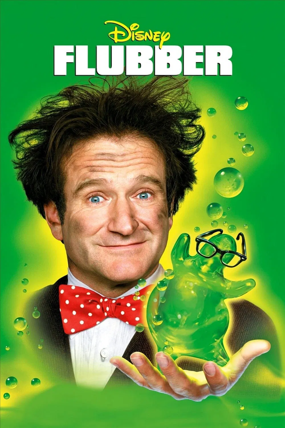Poster chính thức của phim Phim Hài, Phim Gia Đình "Chất Dẻo Bay" (Flubber - 1997), với sự tham gia của diễn viên Robin Williams và Marcia Gay Harden.