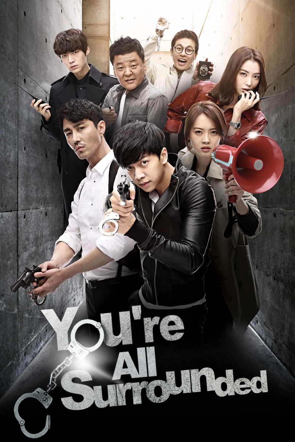 Poster chính thức của phim Phim Hành Động & Phiêu Lưu, Phim Hài "Chạy Đâu Cho Thoát" (You Are All Surrounded - 2014), với sự tham gia của diễn viên Lee Seung-gi và Cha Seung-won.