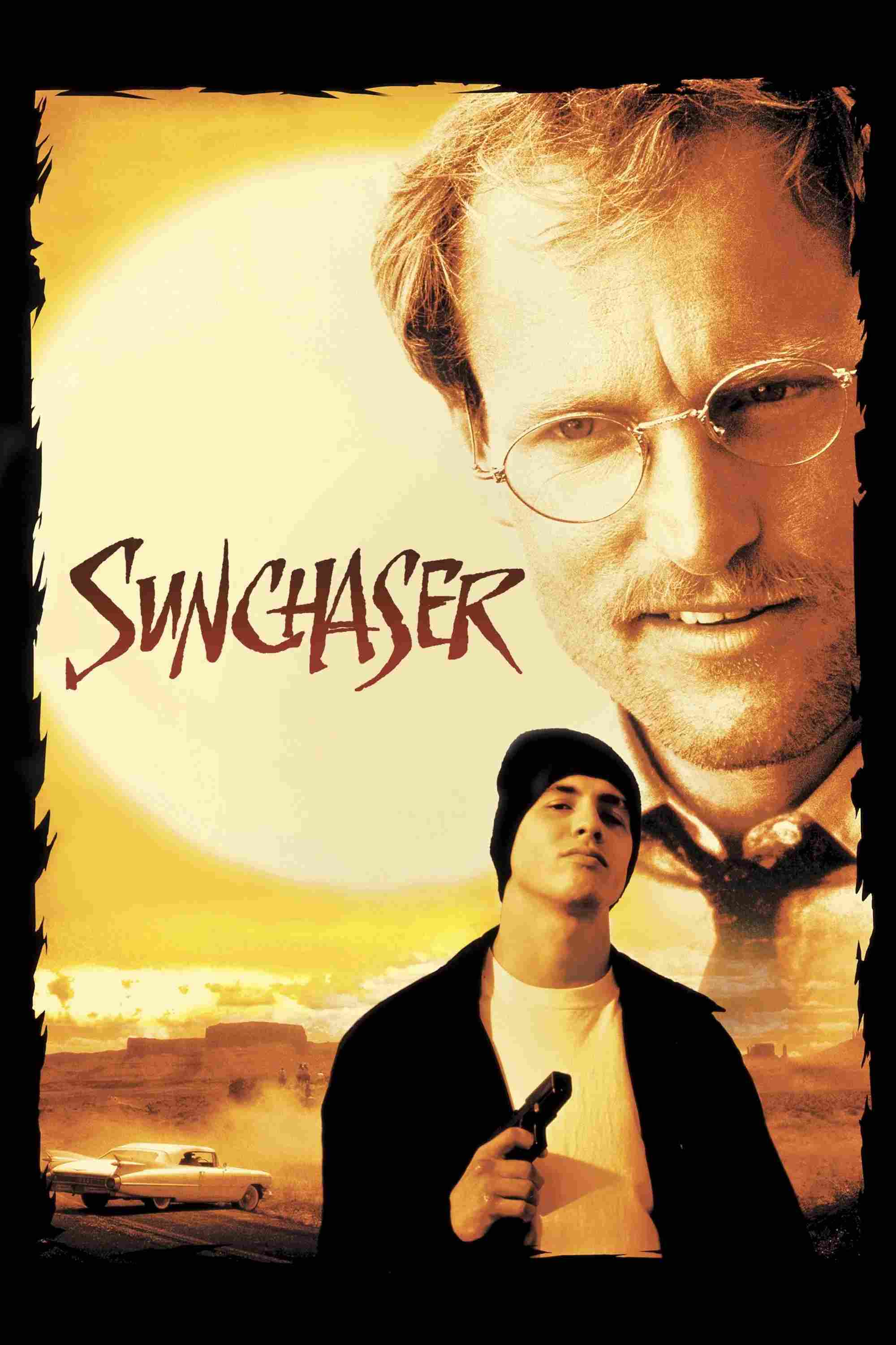 Poster chính thức của phim Phim Tâm Lý, Phim Hình Sự "Chạy Về Hướng Mặt Trời" (The Sunchaser - 1996), với sự tham gia của diễn viên Woody Harrelson và Jon Seda.