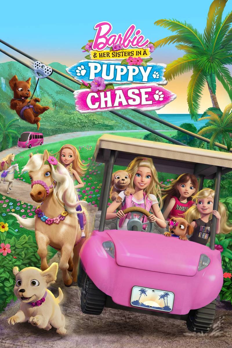 Poster chính thức của phim Phim Gia Đình, Phim Hoạt Hình "Chị Em Barbie Đuổi Theo Các Chú Cún" (Barbie & Her Sisters in a Puppy Chase - 2016), với sự tham gia của diễn viên Erica Lindbeck và Kazumi Evans.