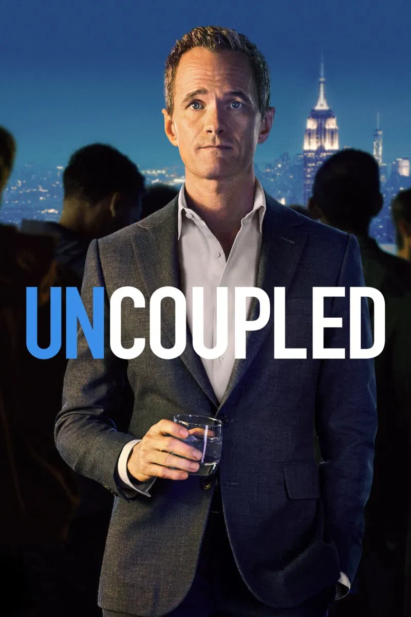 Poster chính thức của phim Phim Hài "Chia Đôi" (Uncoupled - 2022), với sự tham gia của diễn viên Neil Patrick Harris và Tisha Campbell.