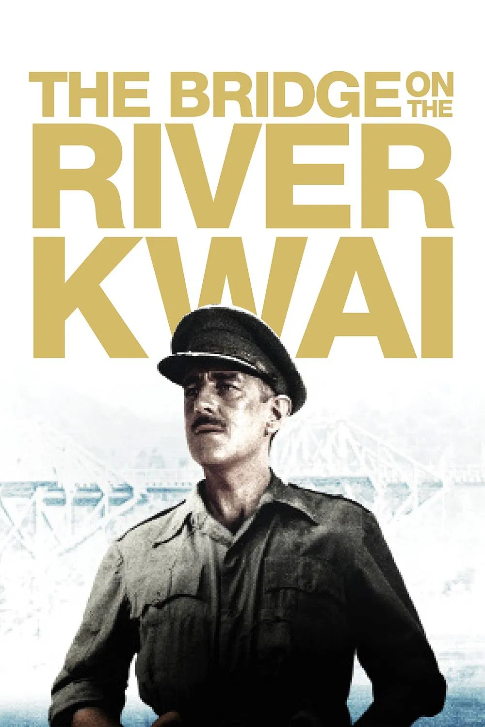 Poster chính thức của phim Phim Tâm Lý, Phim Lịch Sử "Chiếc Cầu Trên Sông Kwai" (The Bridge on the River Kwai - 1957), với sự tham gia của diễn viên William Holden và Alec Guinness.