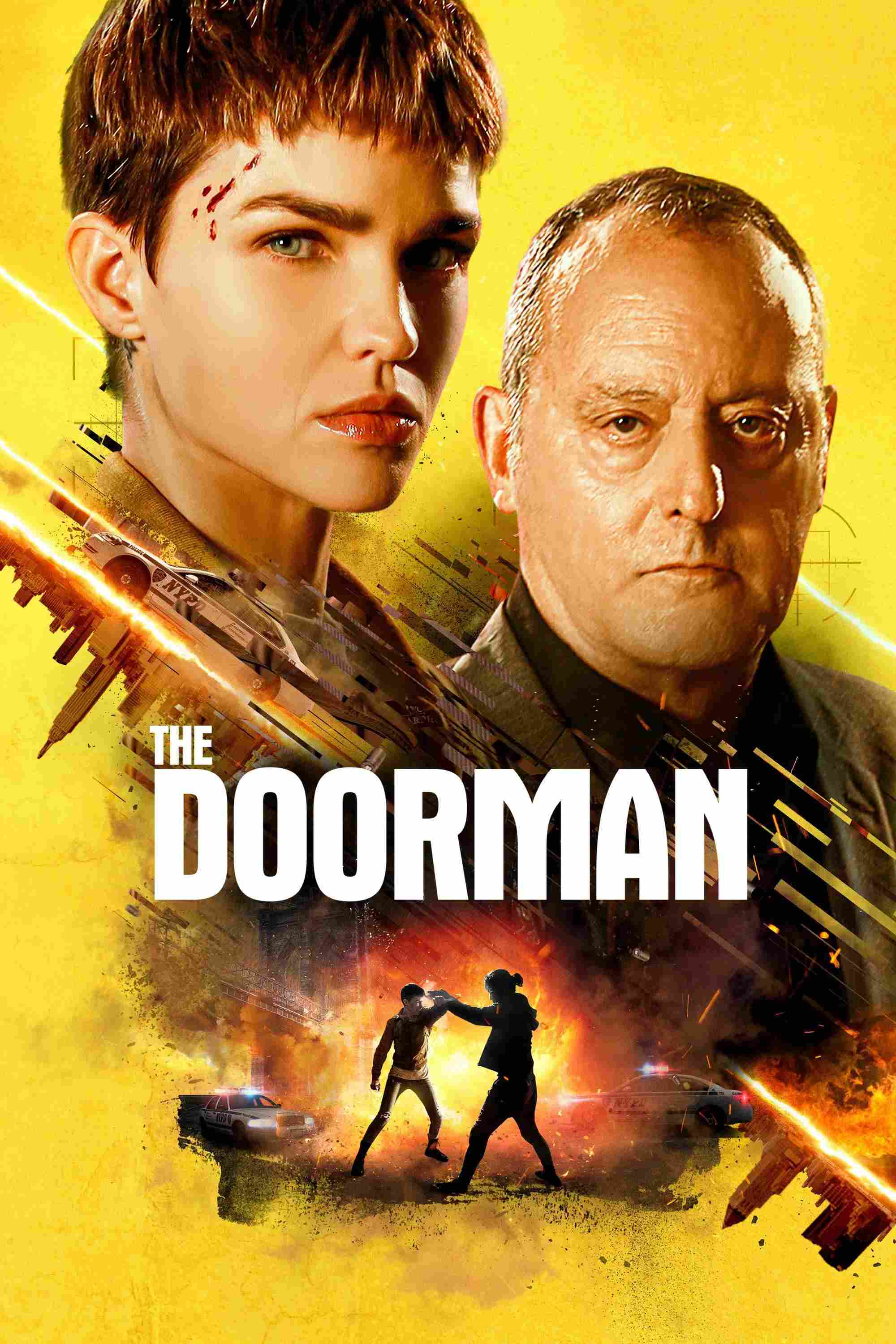 Poster chính thức của phim Phim Hành Động, Phim Giật Gân "Chiến Binh Hồi Sinh" (The Doorman - 2020), với sự tham gia của diễn viên Ruby Rose và Jean Reno.