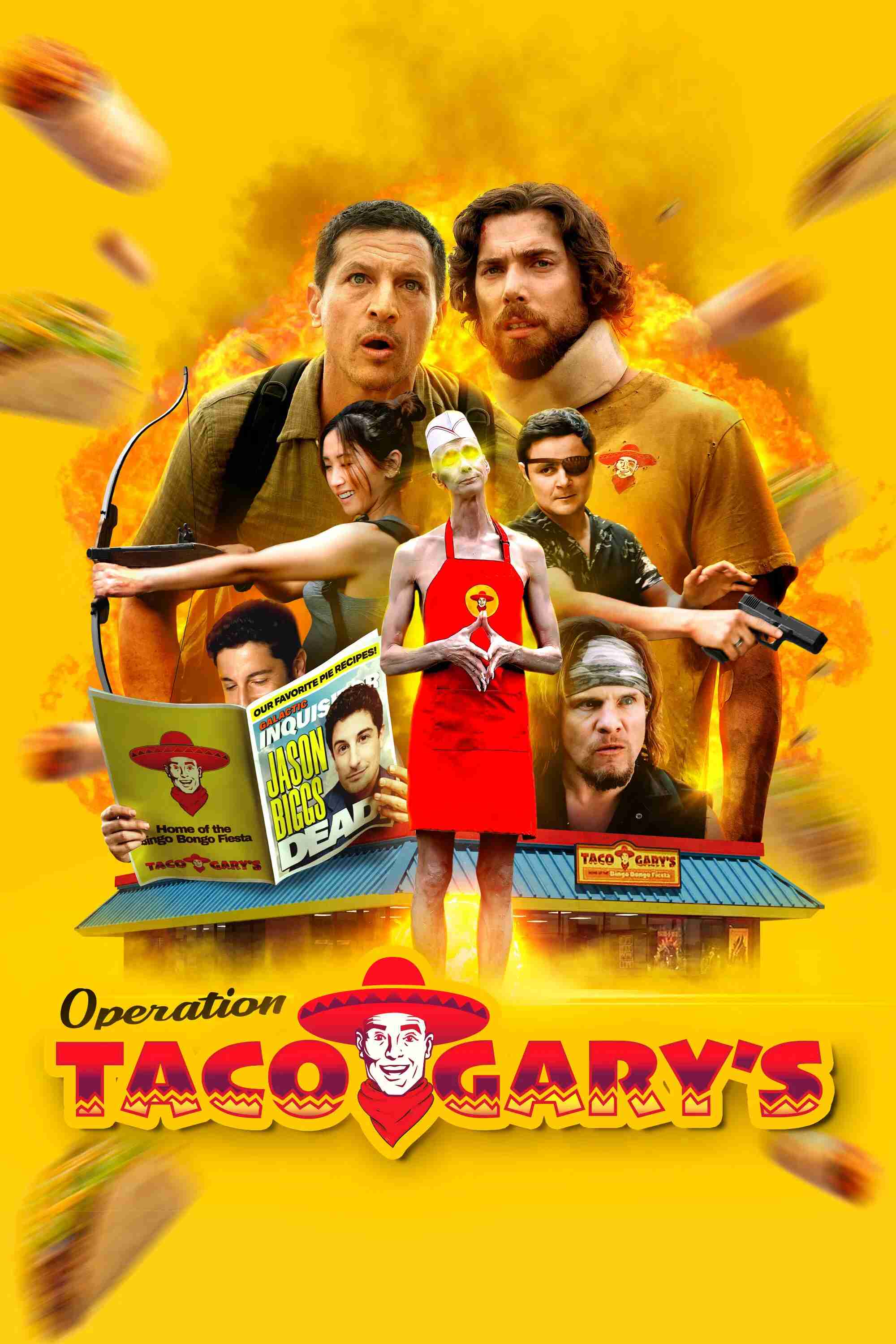 Poster chính thức của phim Phim Hài, Phim Viễn Tưởng "Chiến Dịch" (Operation Taco Gary's - 2026), với sự tham gia của diễn viên Simon Rex và Dustin Milligan.