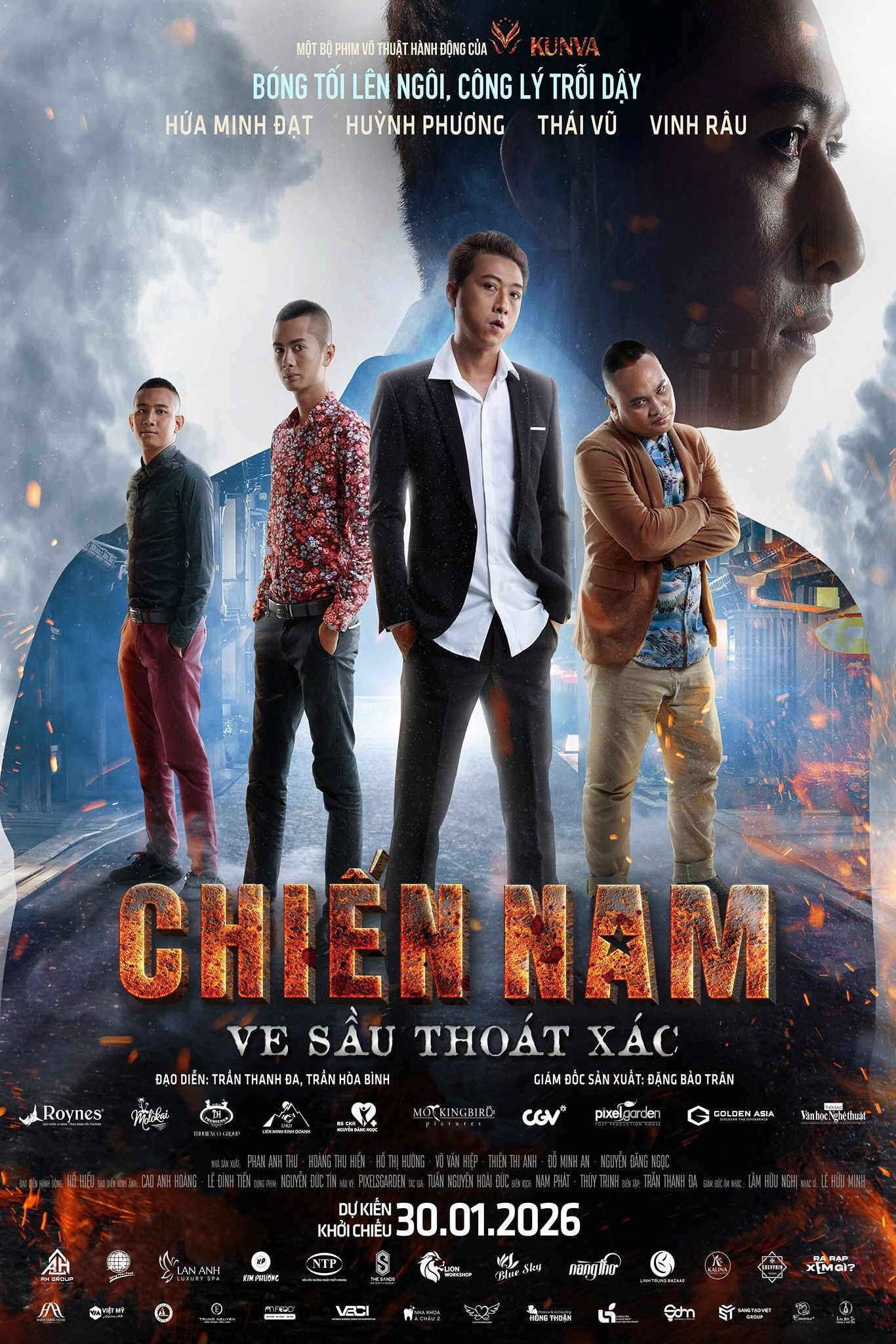 Poster chính thức của phim Phim Hành Động, Phim Hình Sự "Chiến Nam: Ve Sầu Thoát Xác" (Chien Nam: The Shedding Cicada - 2026), với sự tham gia của diễn viên Hứa Minh Đạt và Huỳnh Phương.