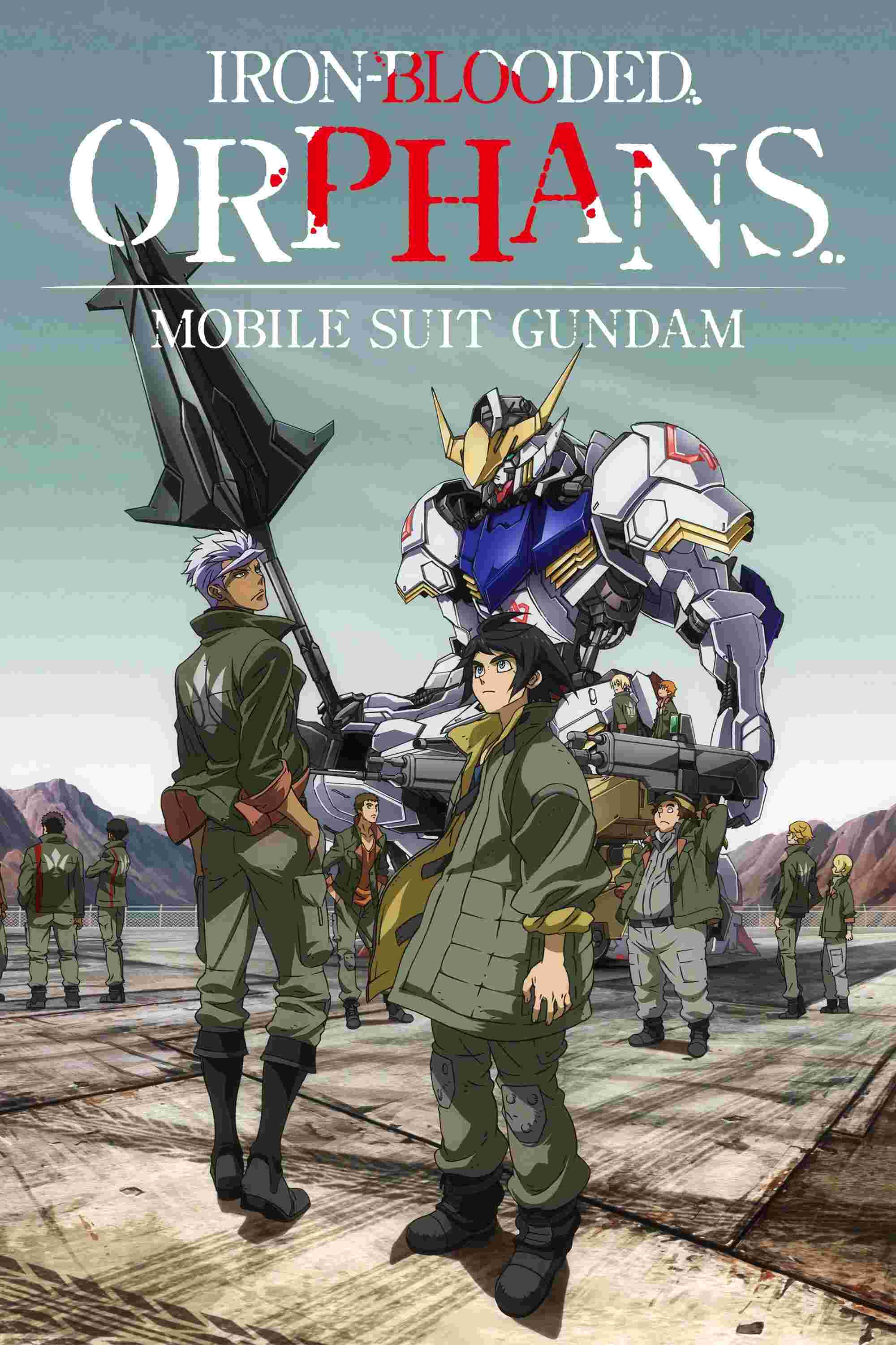 Poster chính thức của phim Phim Hoạt Hình, Phim Chiến Tranh & Chính Trị "Chiến sĩ cơ động Gundam: Thiết huyết cô nhi (Phần 1)" (Mobile Suit Gundam: Iron-Blooded Orphans - 2015), với sự tham gia của diễn viên Kengo Kawanishi và Yoshimasa Hosoya.