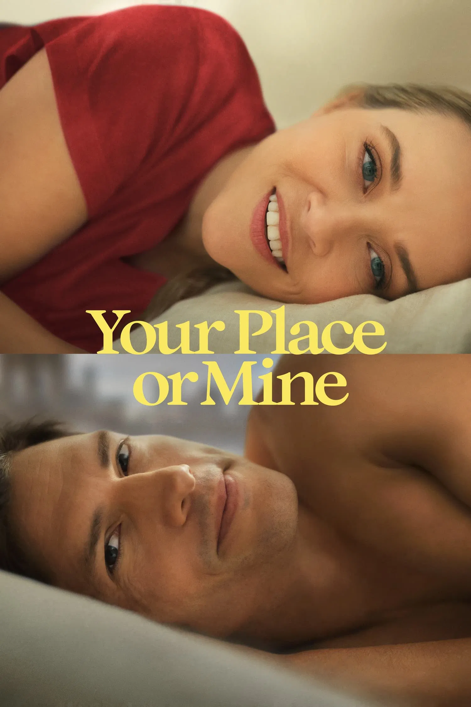 Poster chính thức của phim Phim Tình Cảm, Phim Hài "Chỗ Em Hay Chỗ Anh?" (Your Place or Mine - 2023), với sự tham gia của diễn viên Reese Witherspoon và Ashton Kutcher.