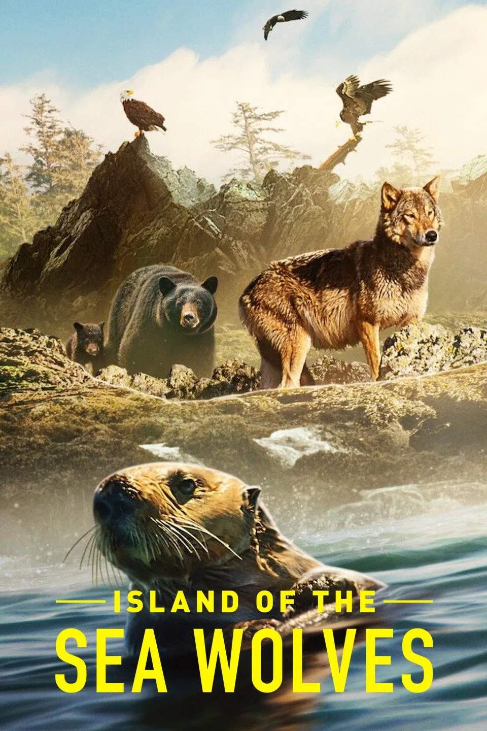 Poster chính thức của phim Phim Tài Liệu "Chó Sói Hung Hãn" (Island of the Sea Wolves - 2022), với sự tham gia của diễn viên Will Arnett.
