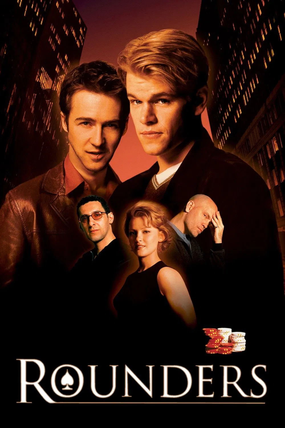 Poster chính thức của phim Phim Tâm Lý, Phim Hình Sự "Chơi Bài" (Rounders - 1998), với sự tham gia của diễn viên Matt Damon và Edward Norton.