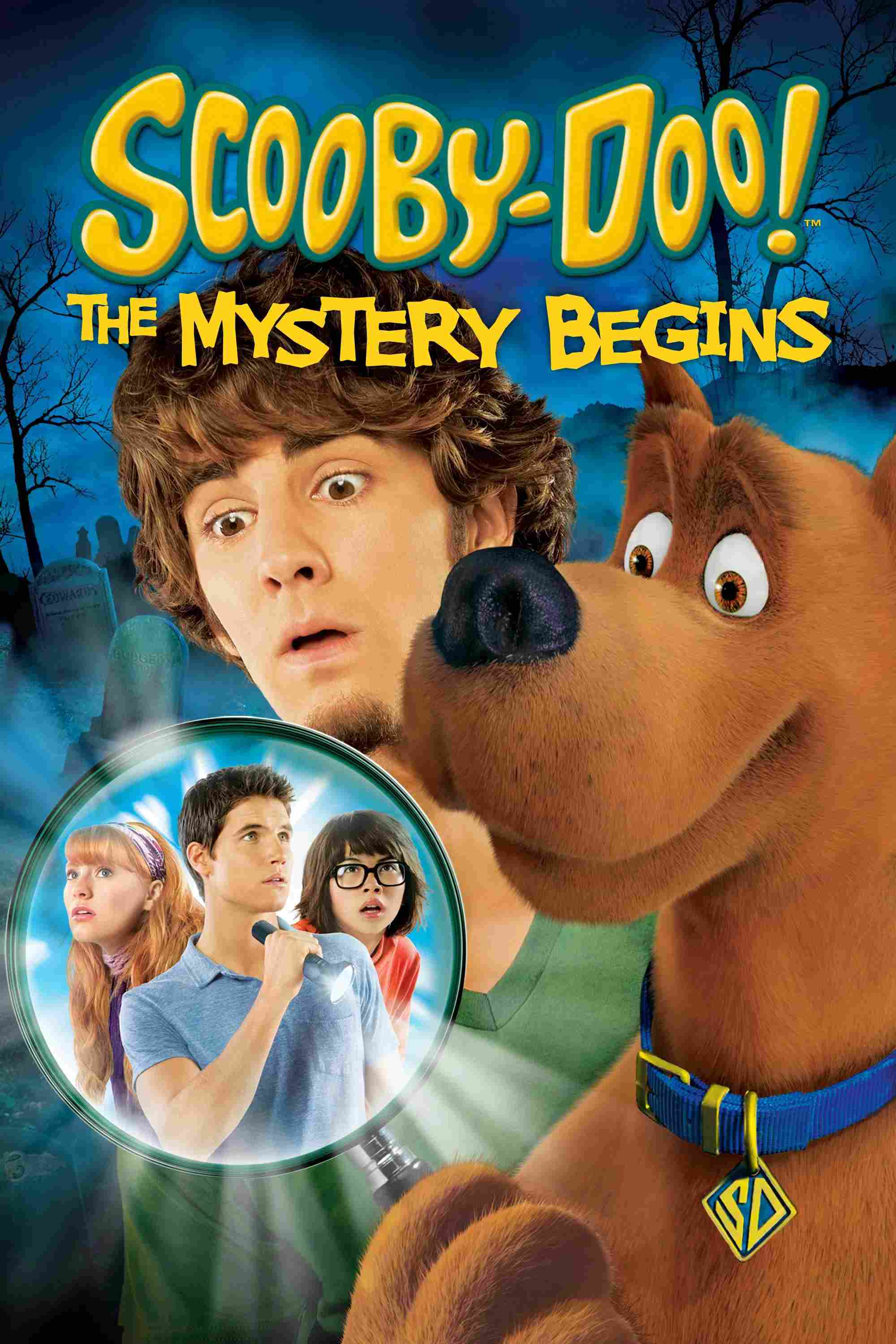 Poster chính thức của phim Phim Bí Ẩn, Phim Hài "Chú Chó Scooby Doo: Bóng Ma Trong Nhà Hoang" (Scooby-Doo! The Mystery Begins - 2009), với sự tham gia của diễn viên Nick Palatas và Hayley Kiyoko.
