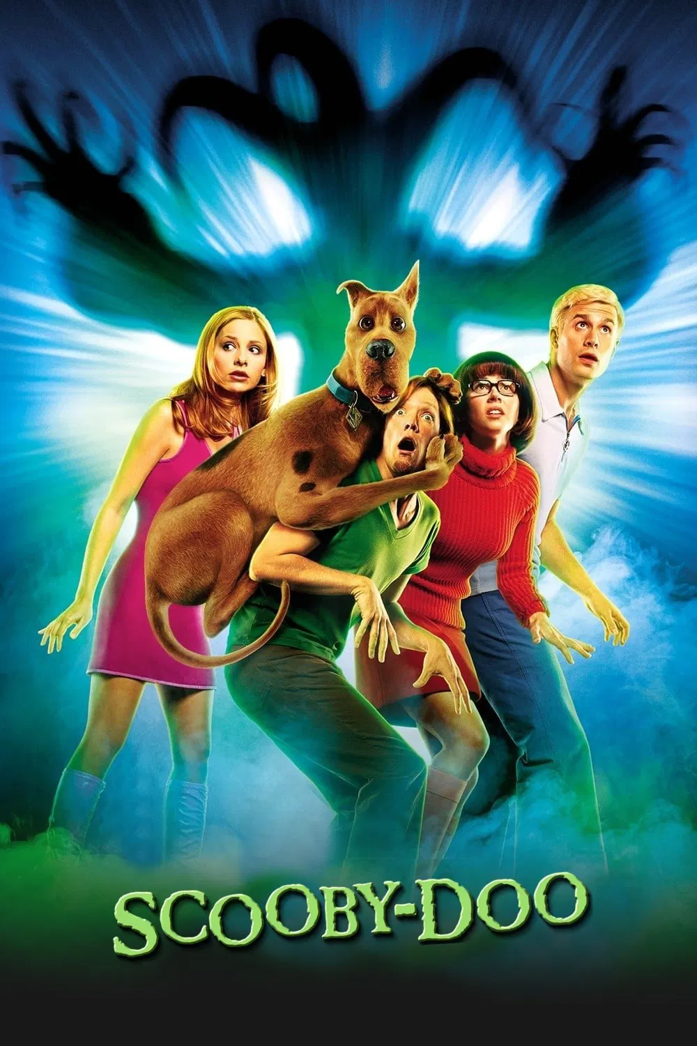 Poster chính thức của phim Phim Bí Ẩn, Phim Phiêu Lưu "Chú Chó Siêu Quậy" (Scooby-Doo - 2002), với sự tham gia của diễn viên Freddie Prinze Jr. và Sarah Michelle Gellar.