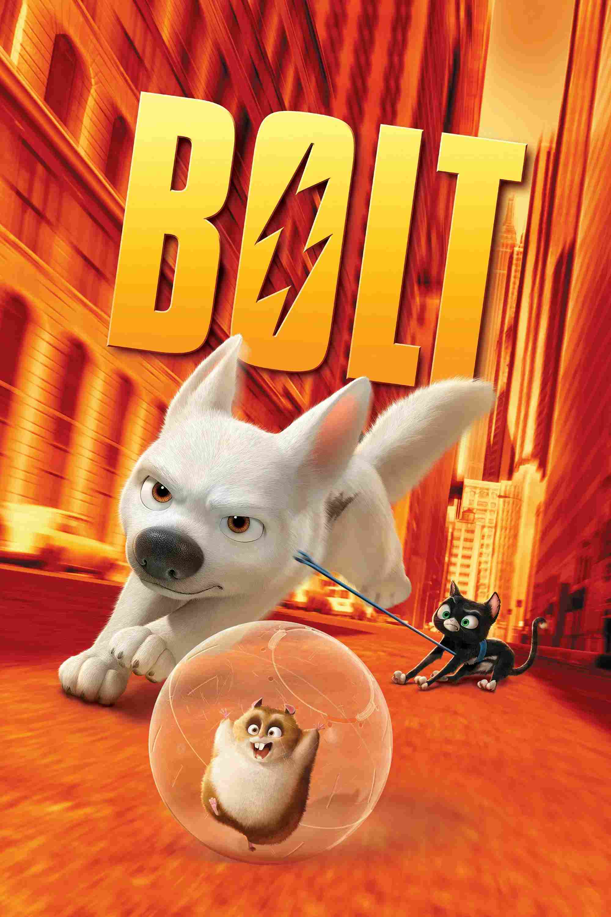 Poster chính thức của phim Phim Hoạt Hình, Phim Gia Đình "Chú Chó Tia Chớp" (Bolt - 2008), với sự tham gia của diễn viên John Travolta và Miley Cyrus.