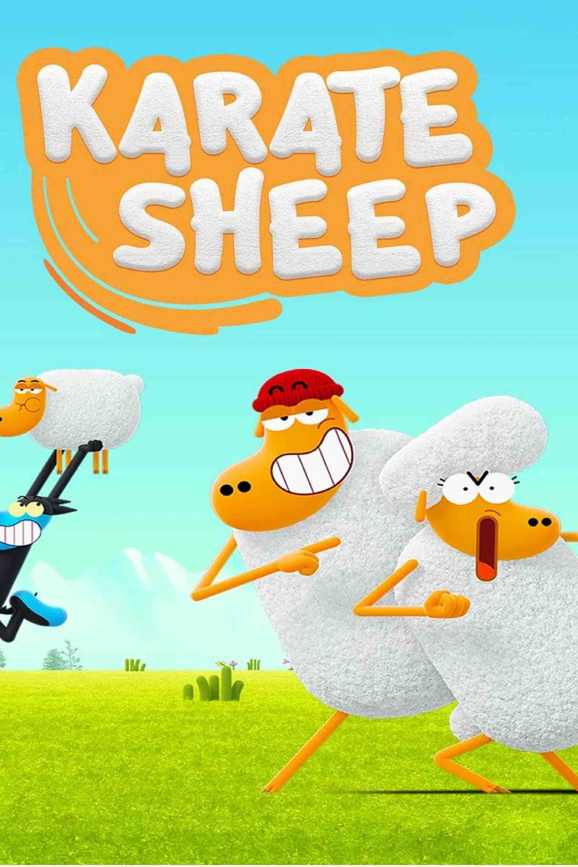 Poster chính thức của phim Phim Hoạt Hình, Phim Thiếu Nhi "Chú cừu karate (Phần 2)" (Karate Sheep - 2022), với sự tham gia của diễn viên Barbara Tissier và Antoine Schoumsky.