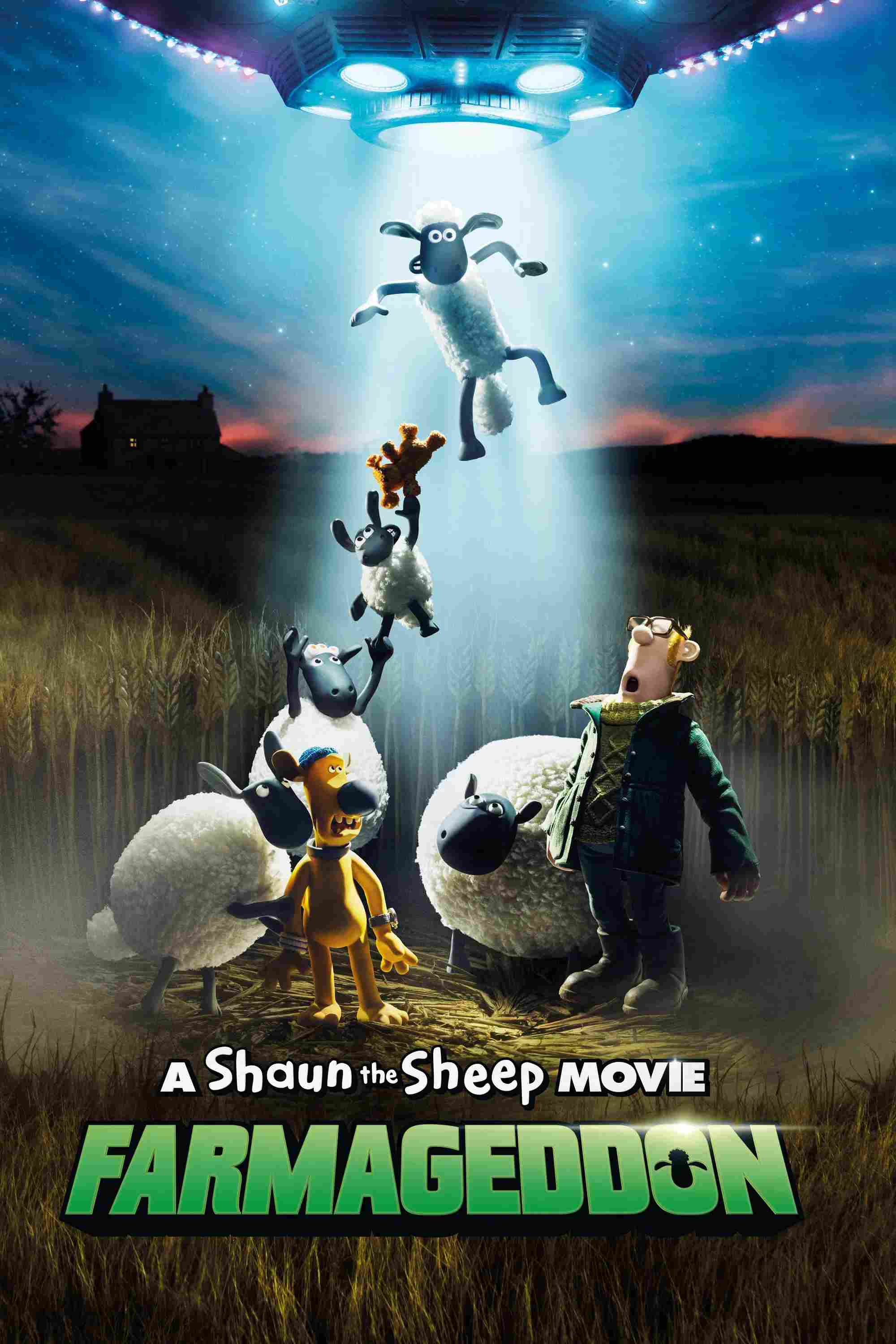 Poster chính thức của phim Phim Gia Đình, Phim Hài "Chú Cừu Shaun: Người Bạn Ngoài Hành Tinh" (A Shaun the Sheep Movie: Farmageddon - 2019), với sự tham gia của diễn viên Justin Fletcher và John Sparkes.