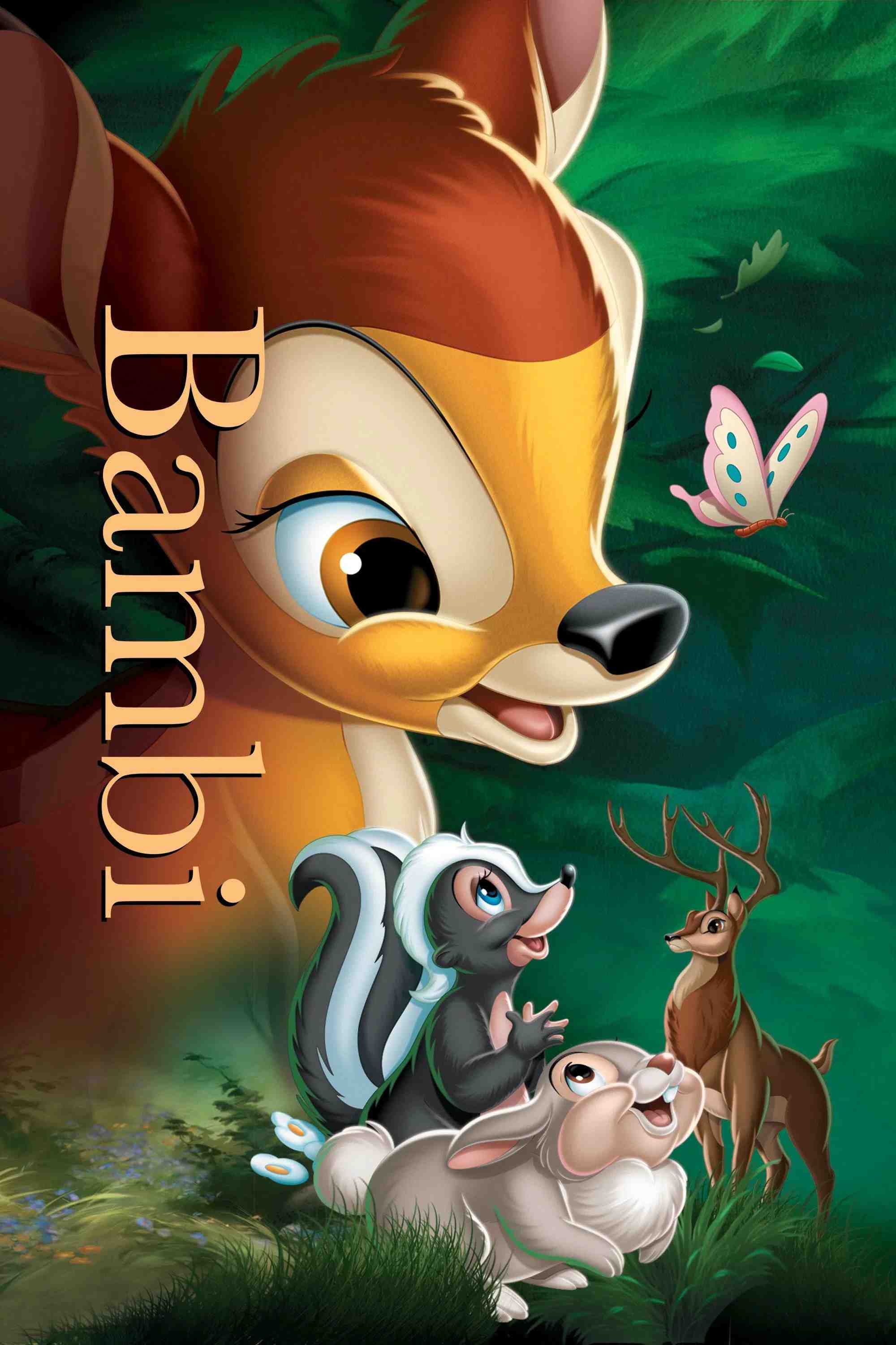 Poster chính thức của phim Phim Hoạt Hình, Phim Tâm Lý "Chú Nai Bambi" (Bambi - 1942), với sự tham gia của diễn viên Donnie Dunagan và Peter Behn.