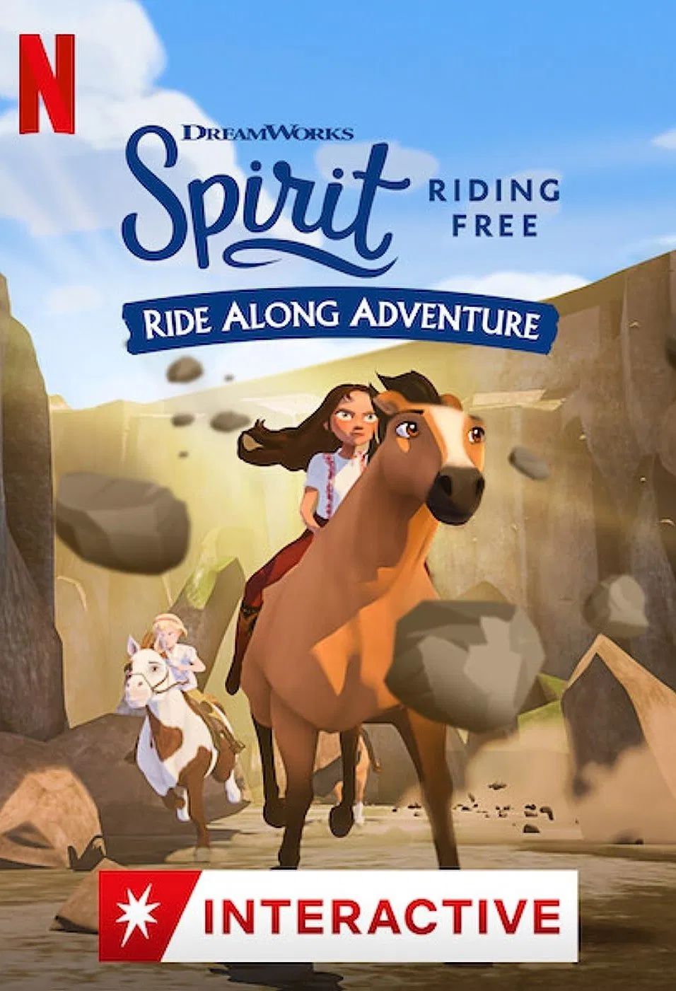 Poster chính thức của phim Phim Hoạt Hình "Chú ngựa Spirit: Tự do rong ruổi – Cuộc phiêu lưu trên lưng ngựa" (Spirit Riding Free: Ride Along Adventure - 2020), với sự tham gia của diễn viên Amber Frank và Bailey Gambertoglio.