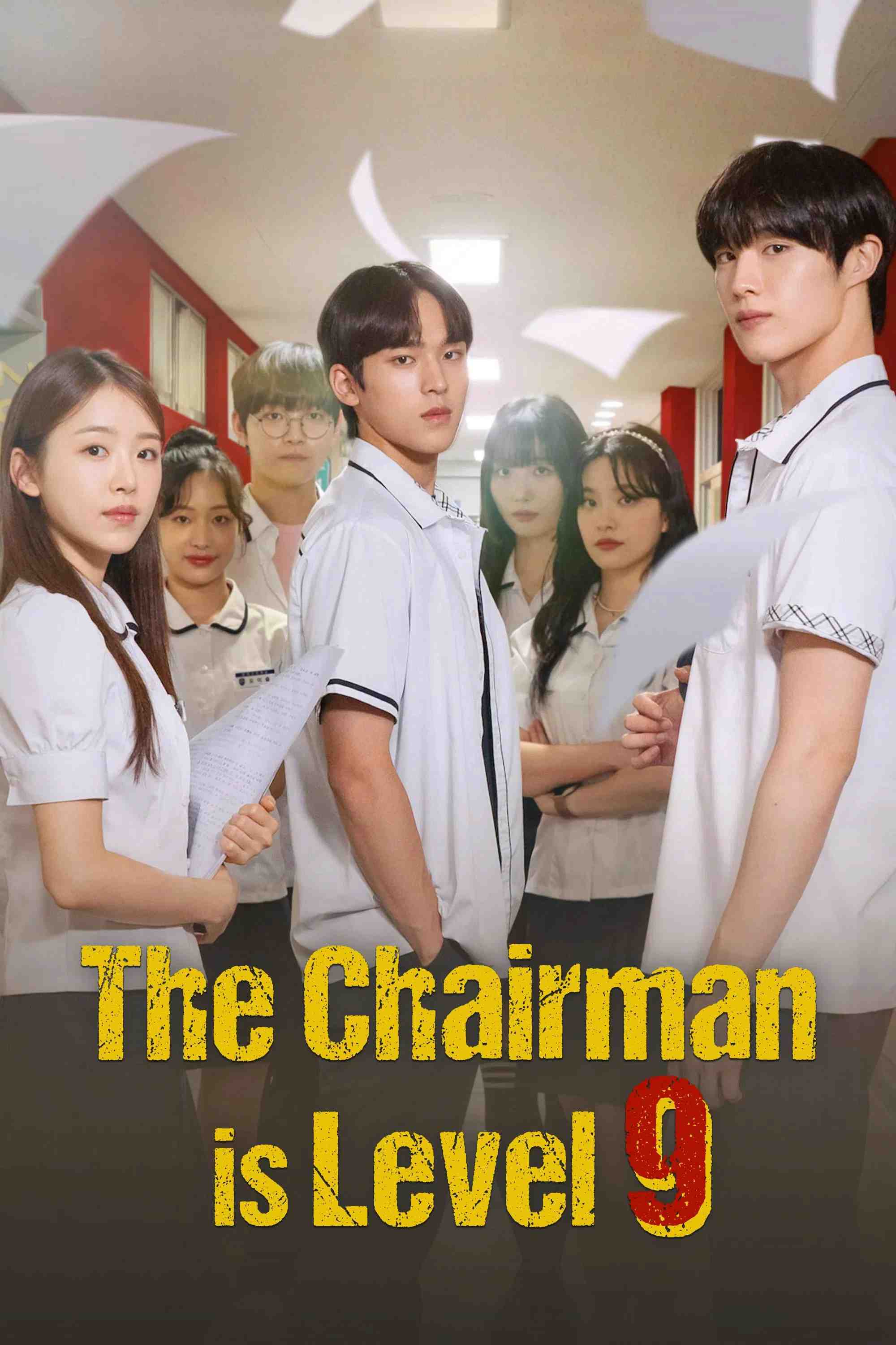 Poster chính thức của phim Phim Tâm Lý "Chủ Tịch Lớp 9" (Level 9 Chairman - 2024), với sự tham gia của diễn viên Moon Seong-hyun và Yoon Hyun-suk.