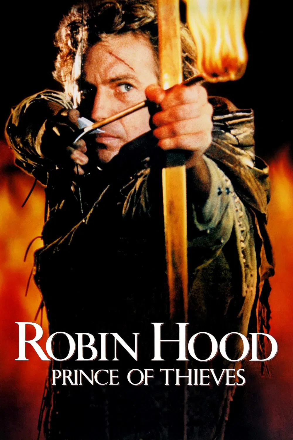 Poster chính thức của phim Phim Hành Động, Phim Phiêu Lưu "Chúa Trộm Oai Hùng" (Robin Hood: Prince of Thieves - 1991), với sự tham gia của diễn viên Kevin Costner và Morgan Freeman.