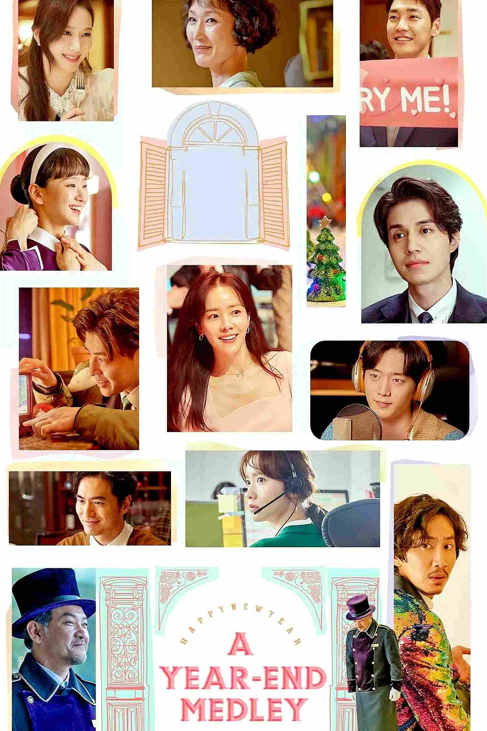 Poster chính thức của phim Phim Hài, Phim Tình Cảm "Chúc Mừng Năm Mới" (A Year-End Medley - 2021), với sự tham gia của diễn viên Seo Kang-joon và Han Ji-min.
