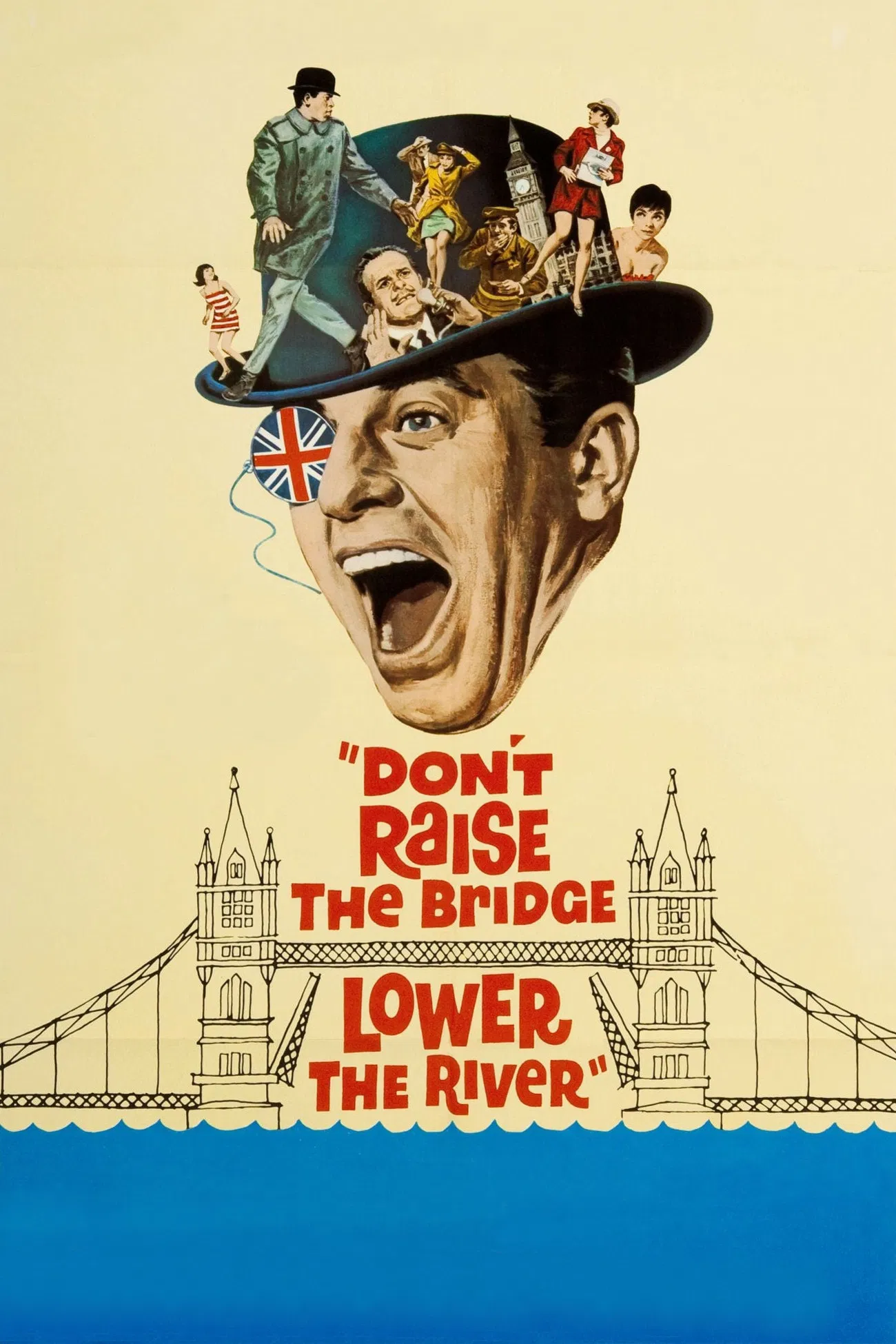 Poster chính thức của phim Phim Hài "Chuốc say rồi thịt vợ bạn" (Don't Raise the Bridge, Lower the River - 1968), với sự tham gia của diễn viên Jerry Lewis và Terry-Thomas.