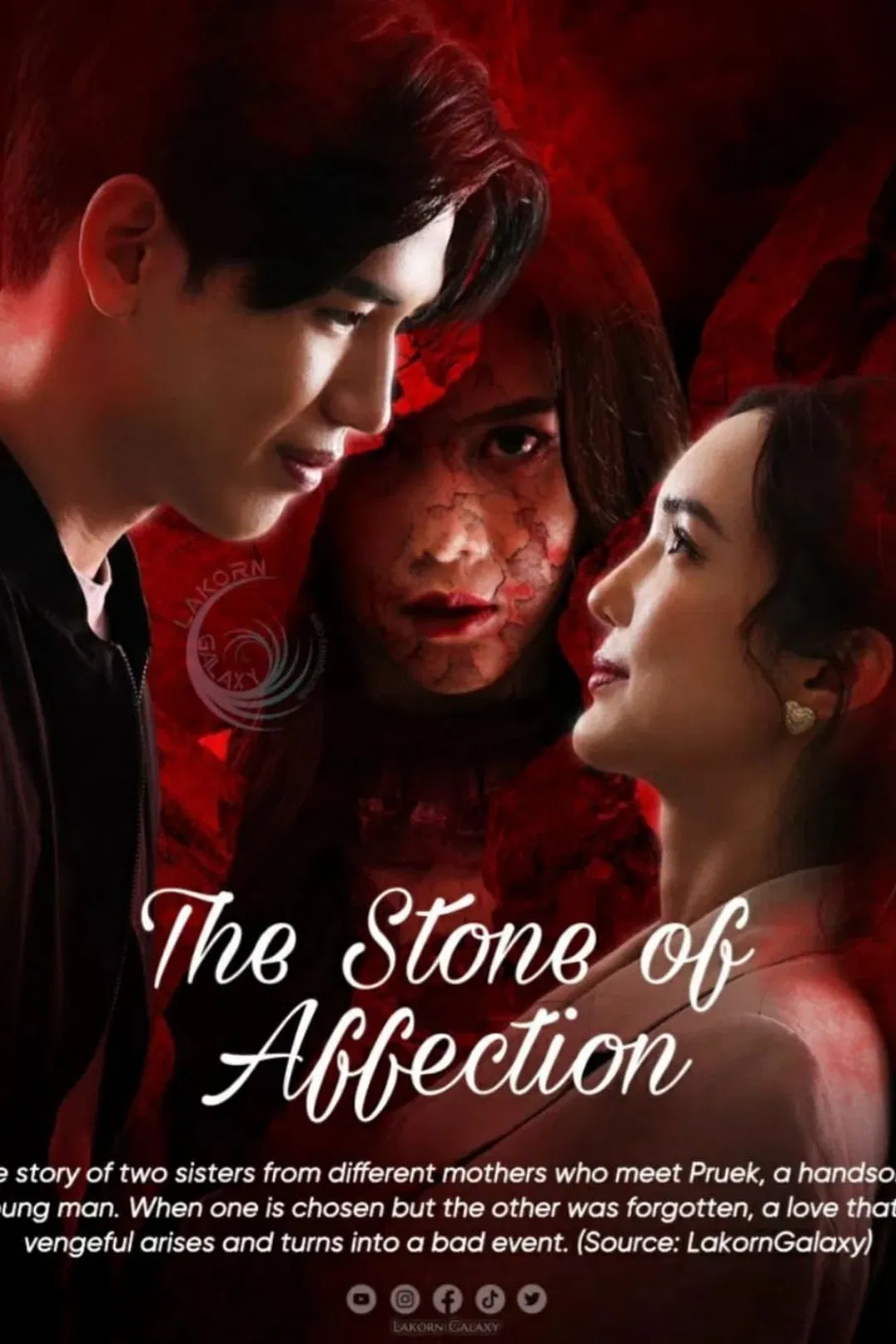 Poster chính thức của phim Phim Tâm Lý, Phim Bí Ẩn "Chuỗi Vòng Quỷ Ám" (The Stone of Affection - 2023), với sự tham gia của diễn viên Thitipoom Techa-apaikhun và Nalinthip Sakulongumpai.