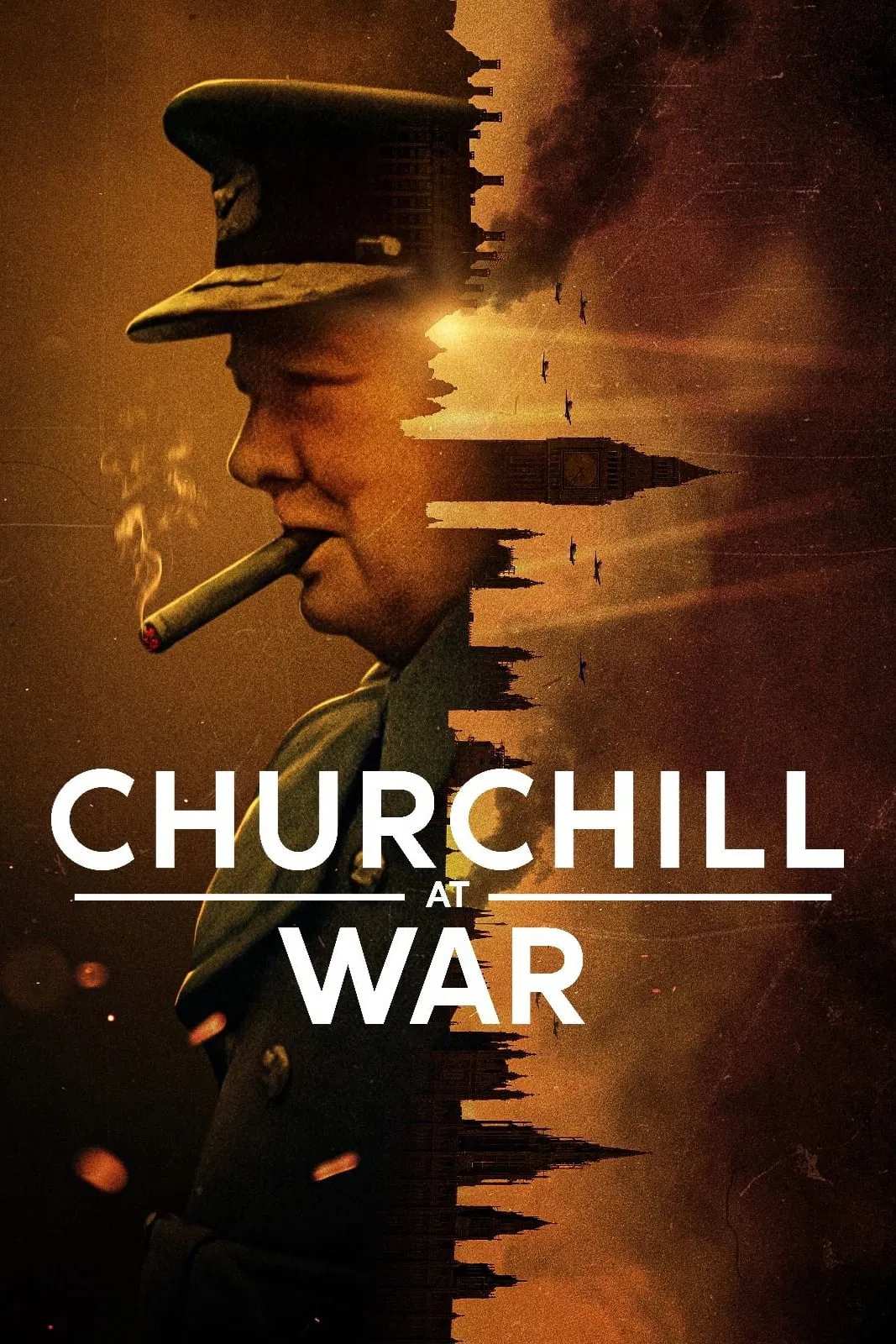 Poster chính thức của phim Phim Tài Liệu "Churchill trong chiến tranh" (Churchill at War - 2024), với sự tham gia của diễn viên Langley Kirkwood và Christian McKay.