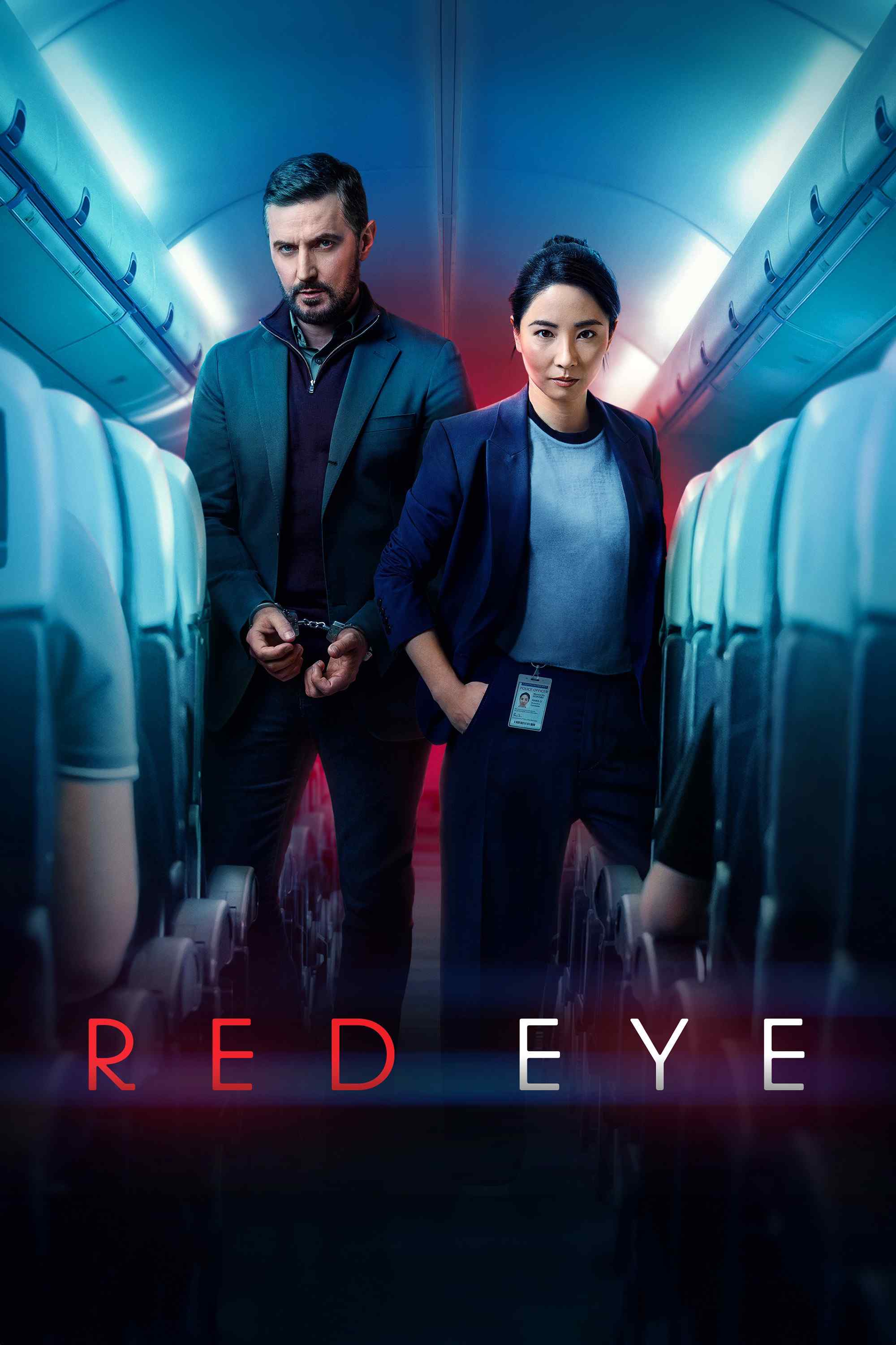 Poster chính thức của phim Phim Tâm Lý, Phim Bí Ẩn "Chuyến Bay Đêm (Phần 1)" (Red Eye - 2024), với sự tham gia của diễn viên Jing Lusi và Lesley Sharp.