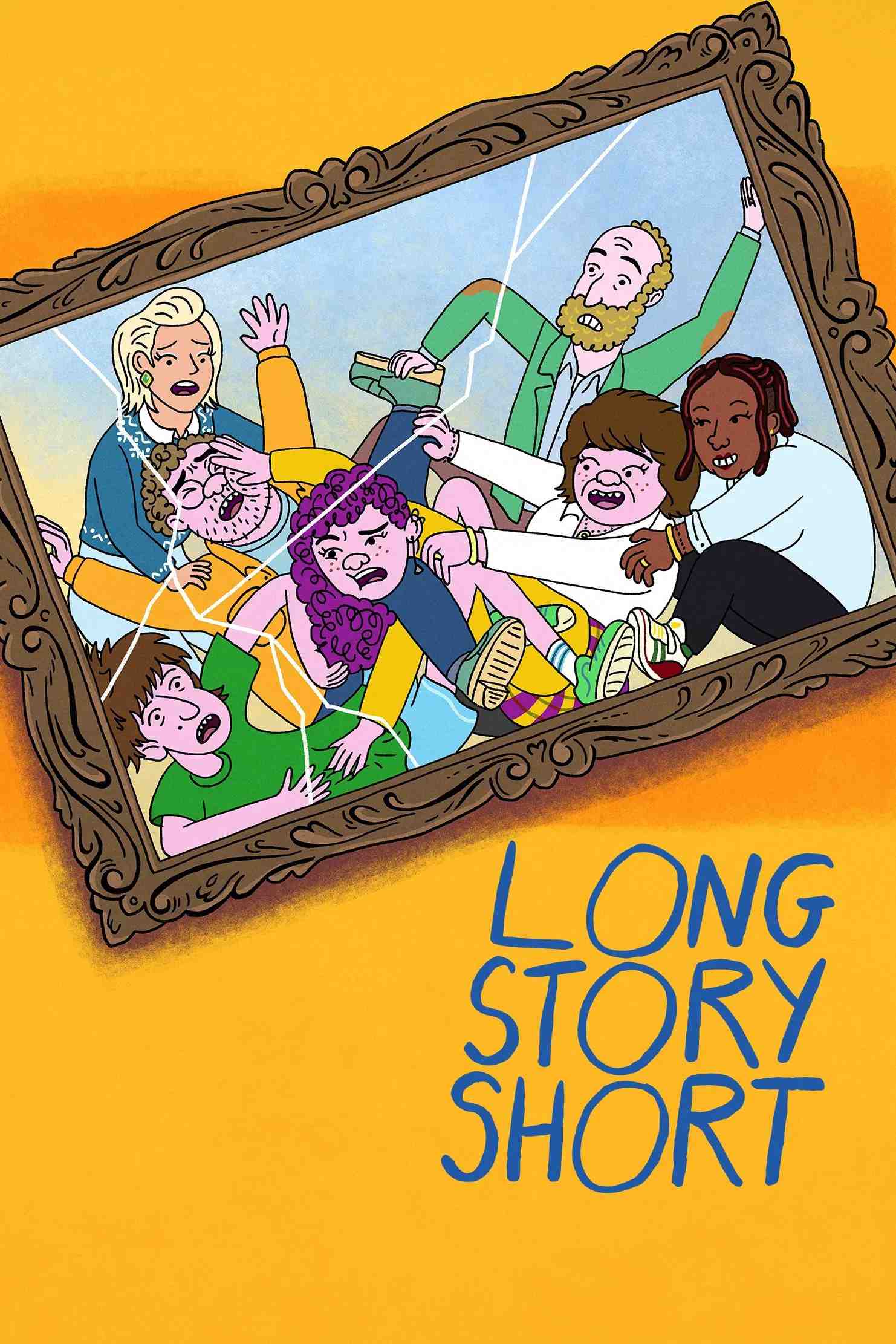 Poster chính thức của phim Phim Hài, Phim Hoạt Hình "Chuyện Dài Tóm Ngắn" (Long Story Short - 2025), với sự tham gia của diễn viên Lisa Edelstein và Paul Reiser.