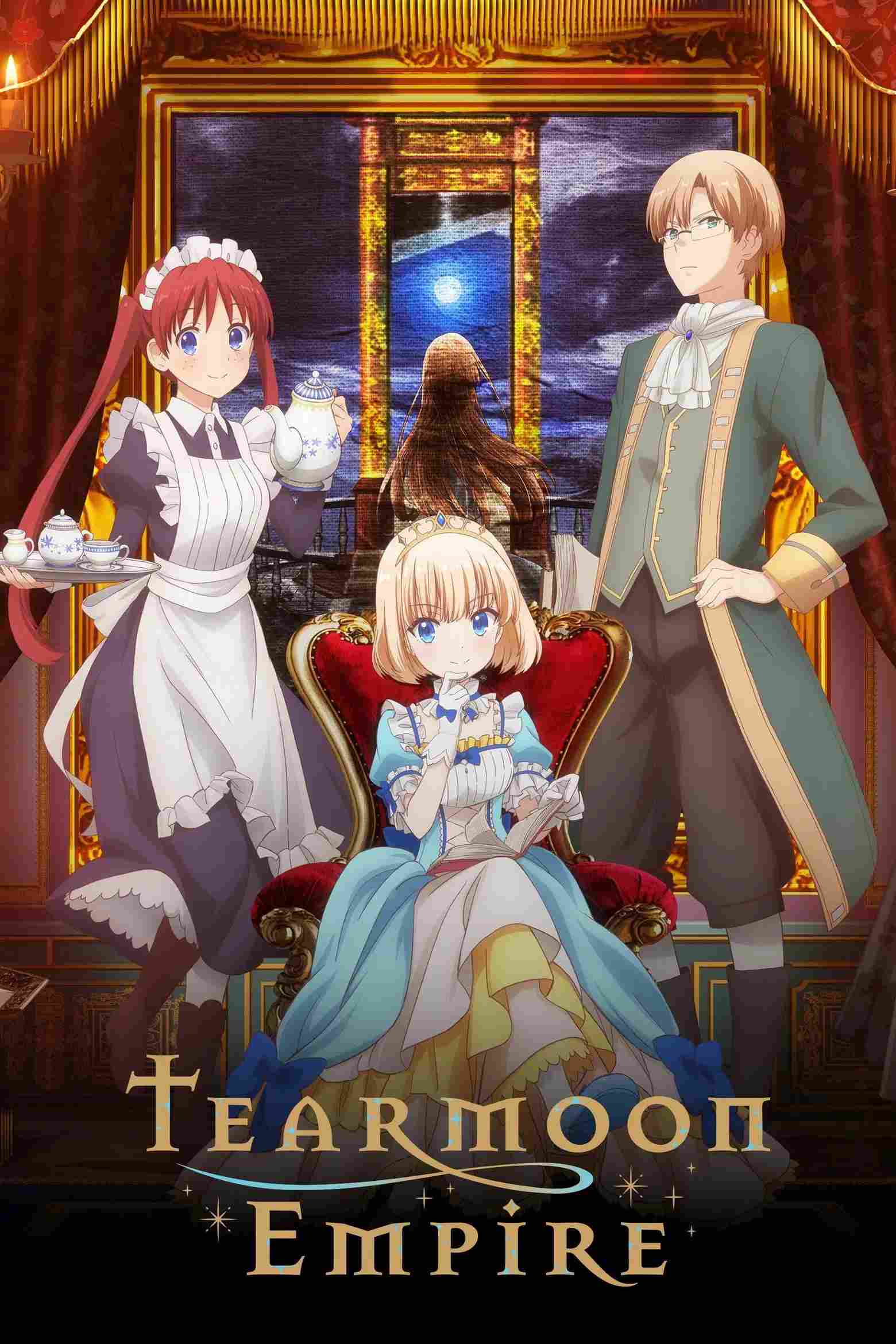 Poster chính thức của phim Phim Hoạt Hình, Phim Hài "Chuyện Đế quốc Tearmoon" (Tearmoon Empire - 2023), với sự tham gia của diễn viên Sumire Uesaka và Tomori Kusunoki.