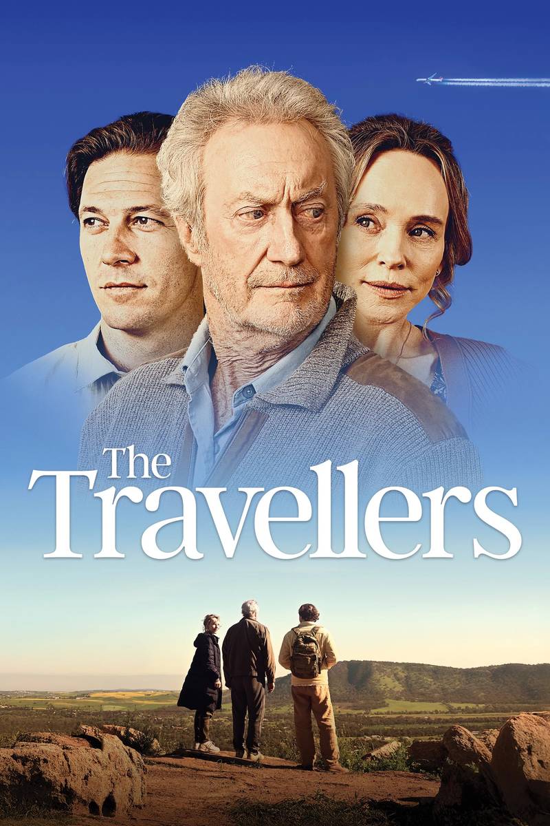 Poster chính thức của phim Phim Tâm Lý "Chuyến Đi Hỗn Loạn" (The Travellers - 2025), với sự tham gia của diễn viên Luke Bracey và Bryan Brown.