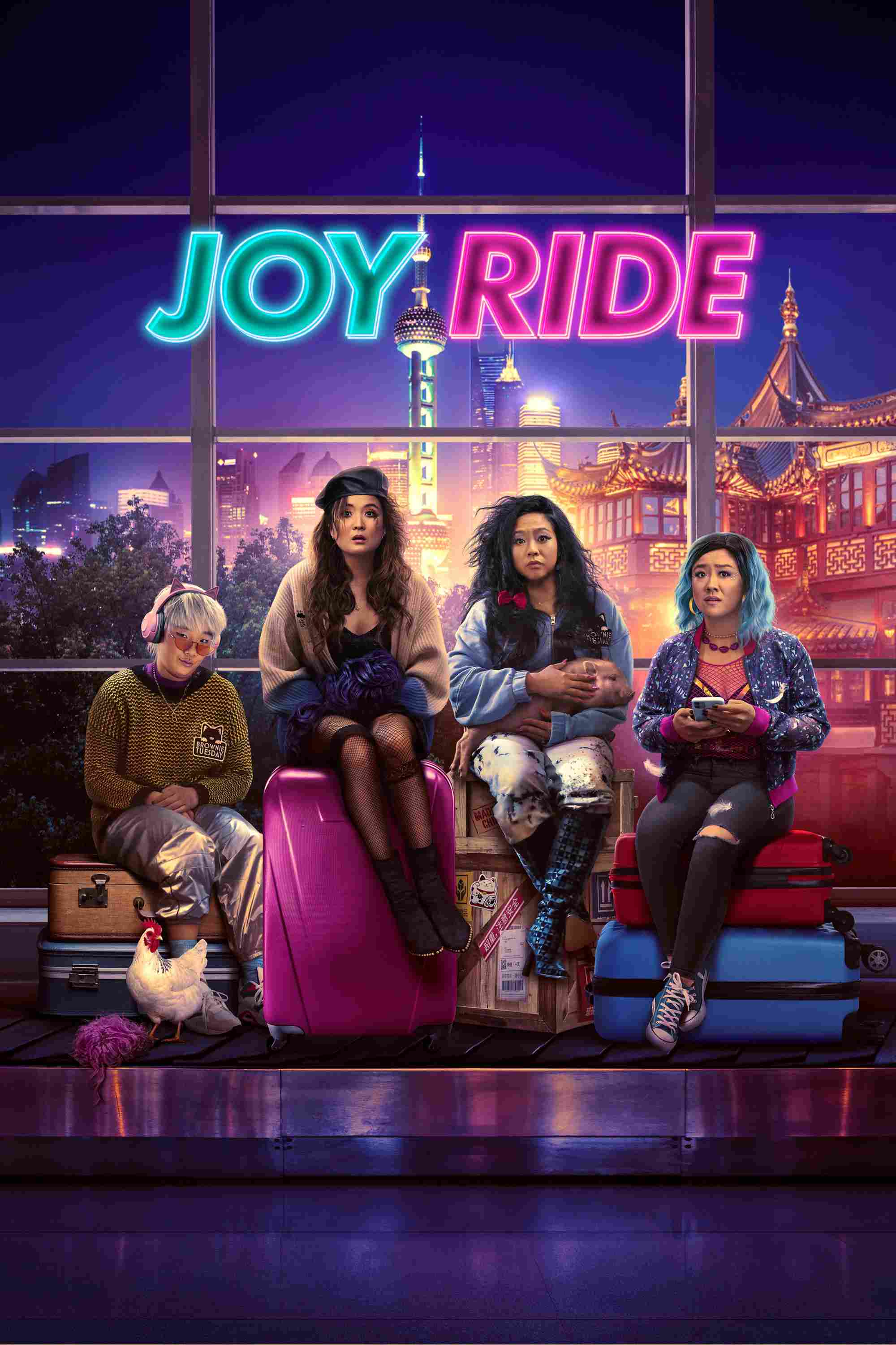 Poster chính thức của phim Phim Hài "Chuyến Đi Rắc Rối" (Joy Ride - 2023), với sự tham gia của diễn viên Ashley Park và Sherry Cola.
