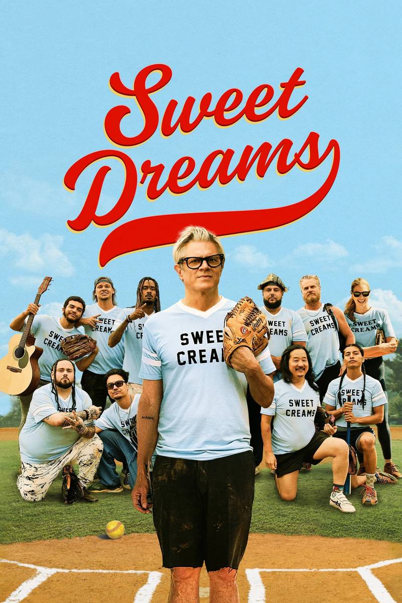 Poster chính thức của phim Phim Hài "Chuyện Đội Bóng Ở Sweet Dreams" (Sweet Dreams - 2024), với sự tham gia của diễn viên Johnny Knoxville và Bobby Lee.