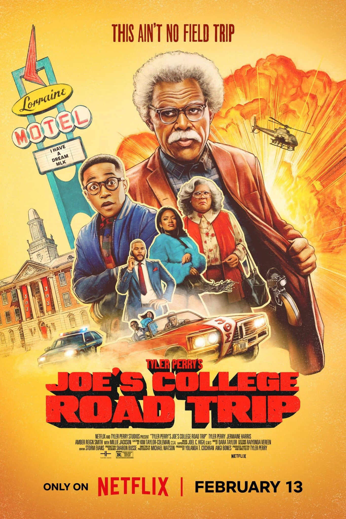 Poster chính thức của phim Phim Hài "Chuyến Du Ngoạn Của Joe Và B.J." (Joe's College Road Trip - 2026), với sự tham gia của diễn viên Tyler Perry và Jermaine Harris.